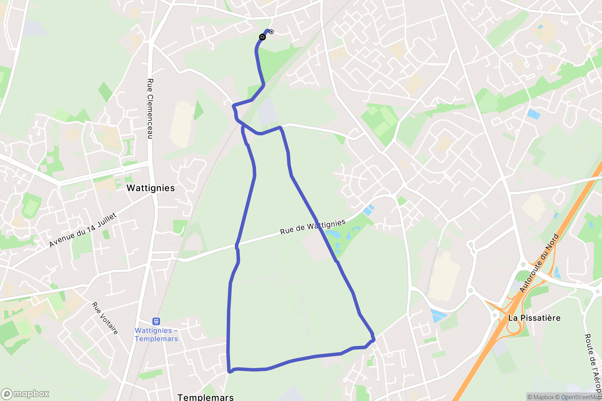 Faches-Thumesnil : carte du parcours de randonnée - France