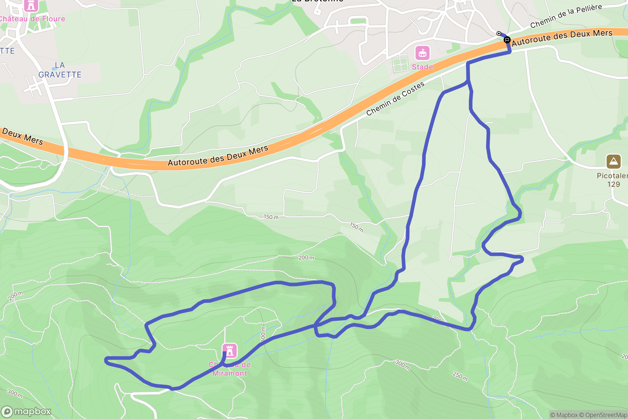 Barbaira : carte du parcours de randonnée - France
