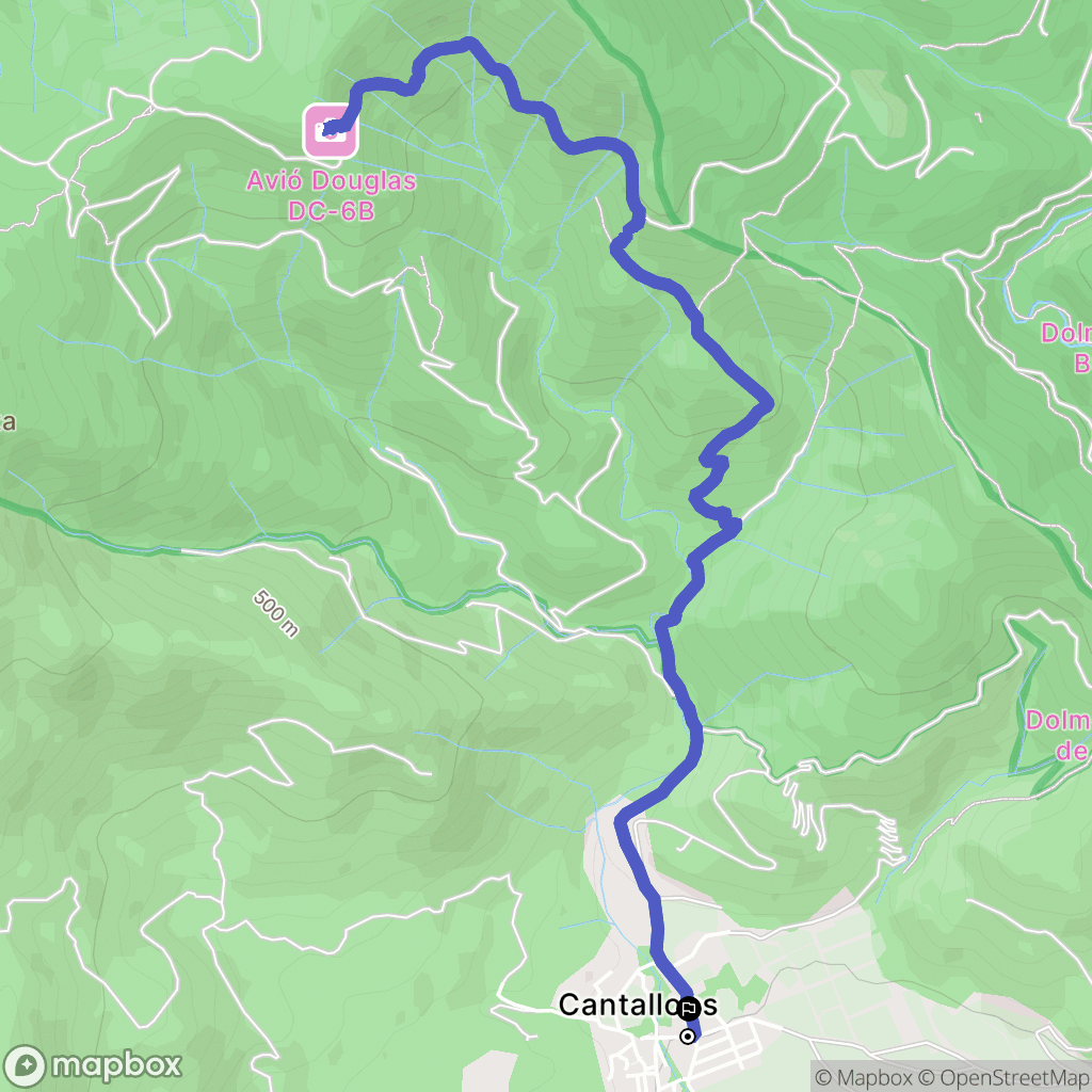 Cantallops : carte du parcours de randonnée - Spain