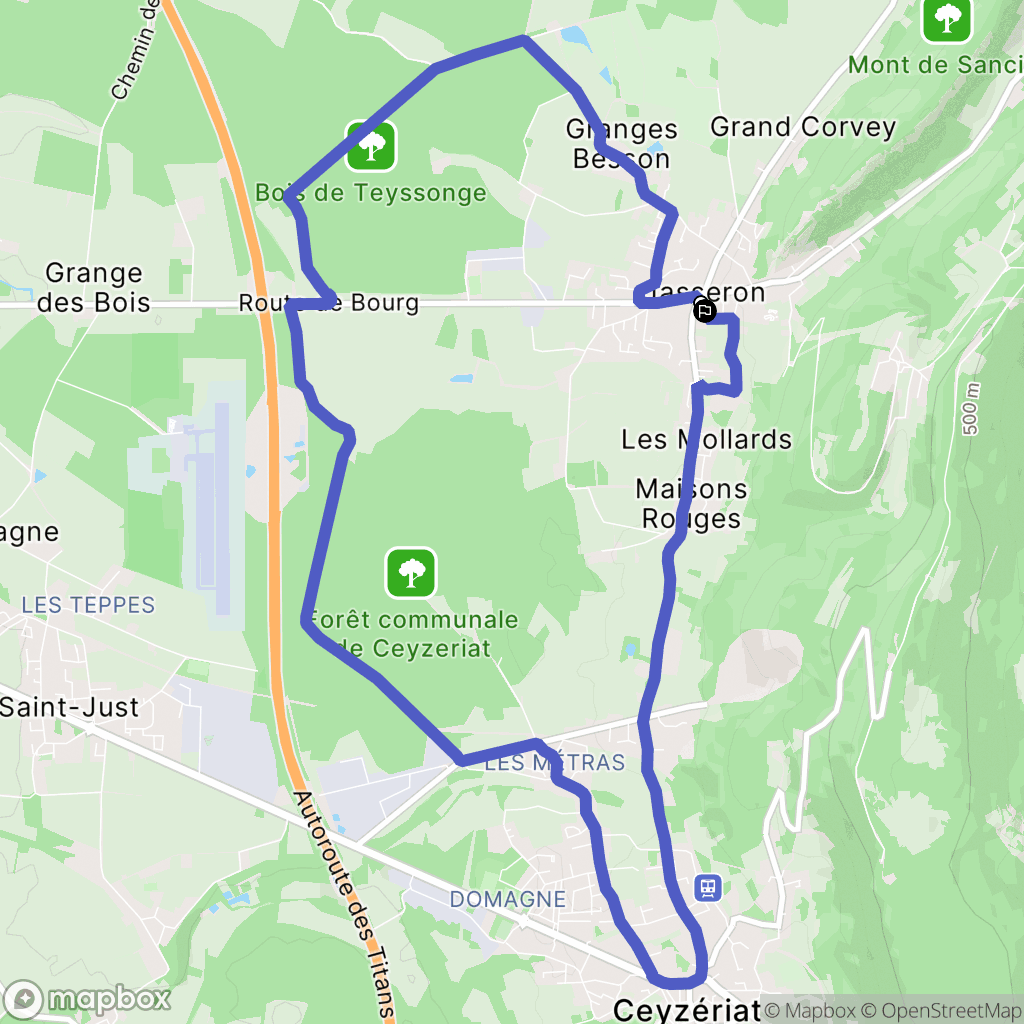 Jasseron : carte du parcours de randonnée - France