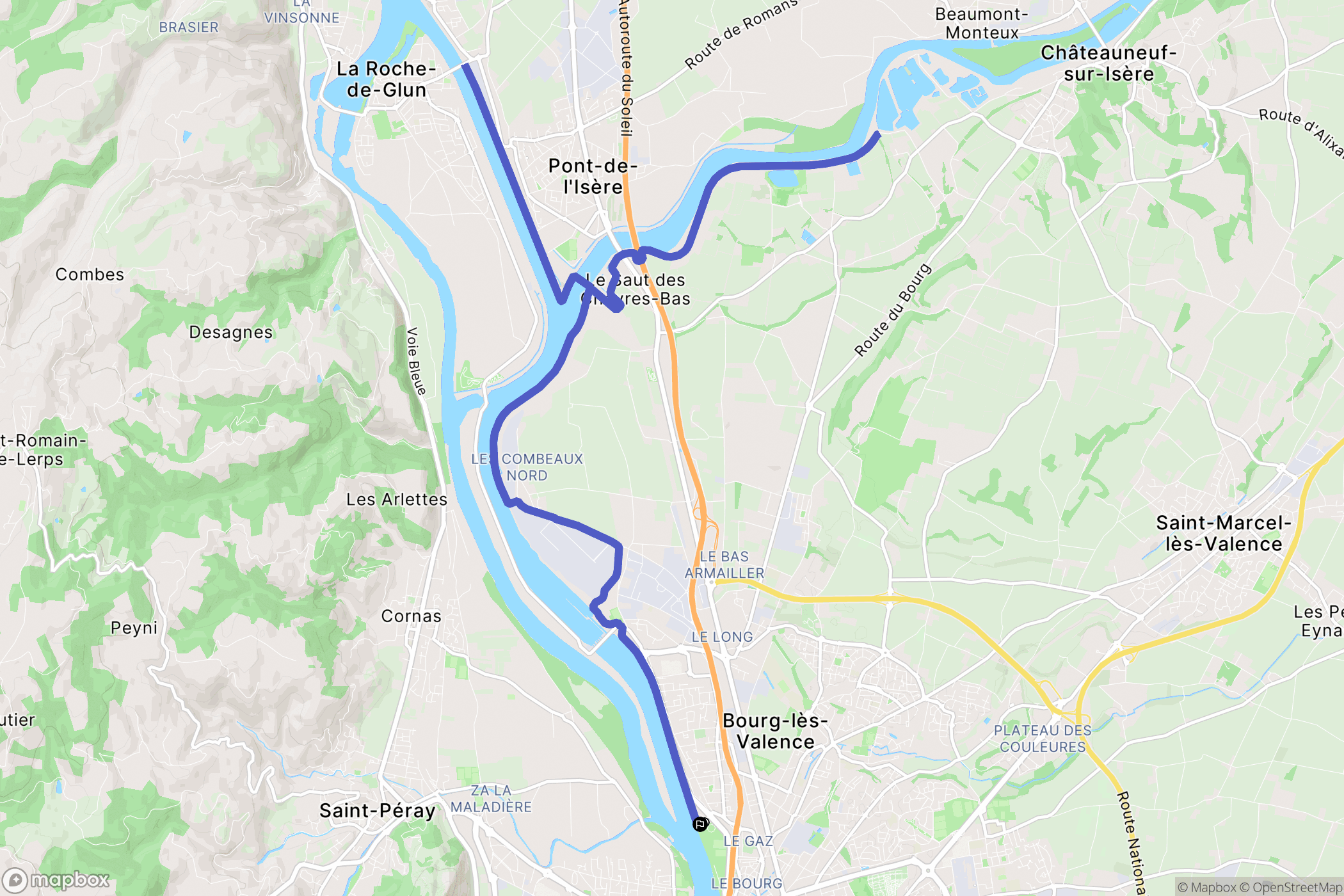 Bourg-lès-Valence : carte du parcours de randonnée - France