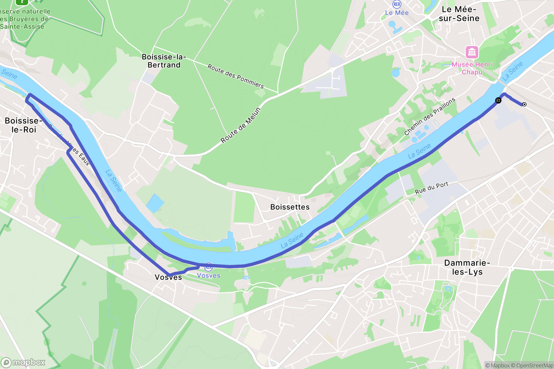 Dammarie-les-Lys : carte du parcours de randonnée - France
