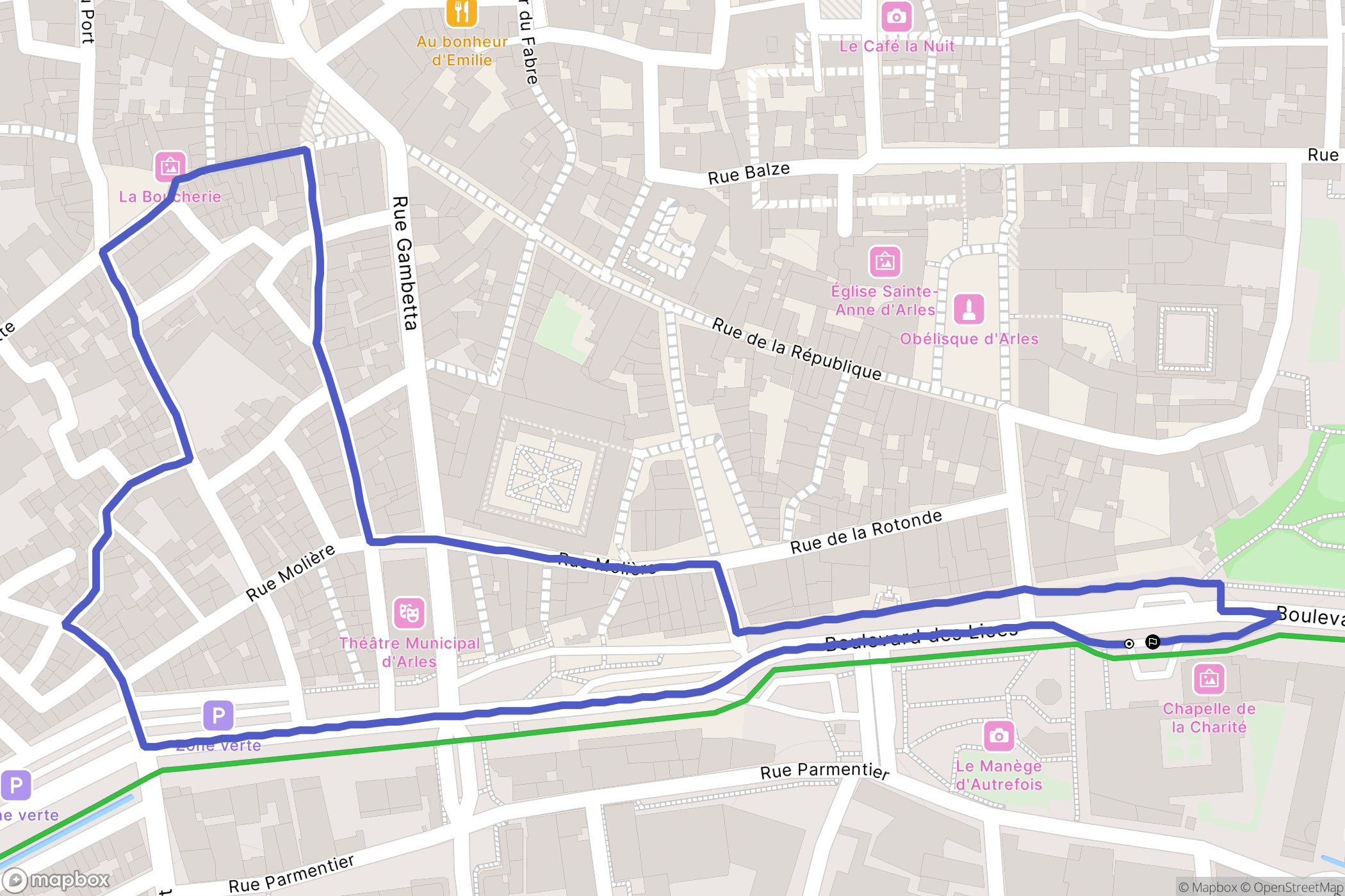 Arles : carte du parcours de randonnée - France