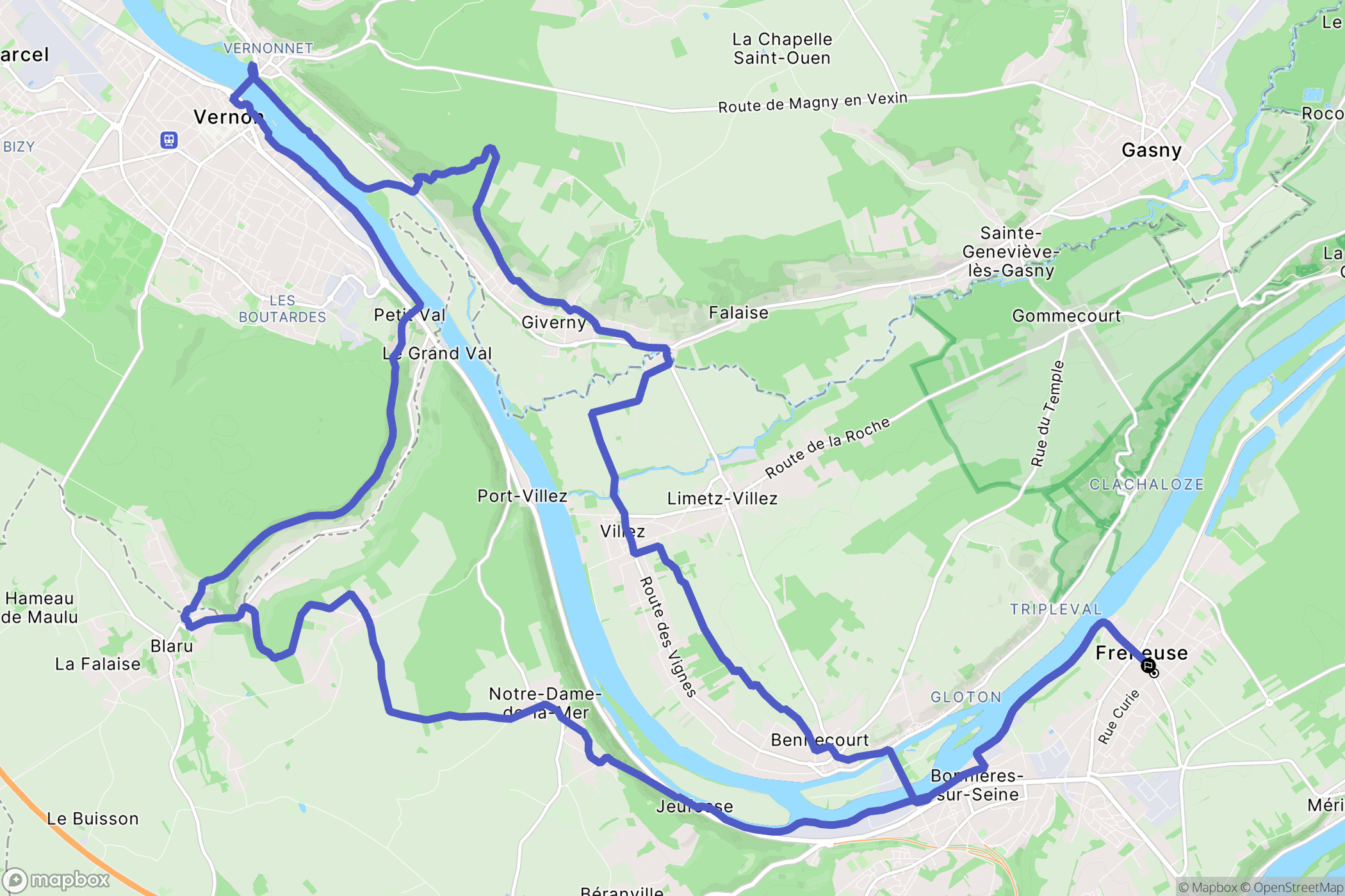 Freneuse : carte du parcours de randonnée - France