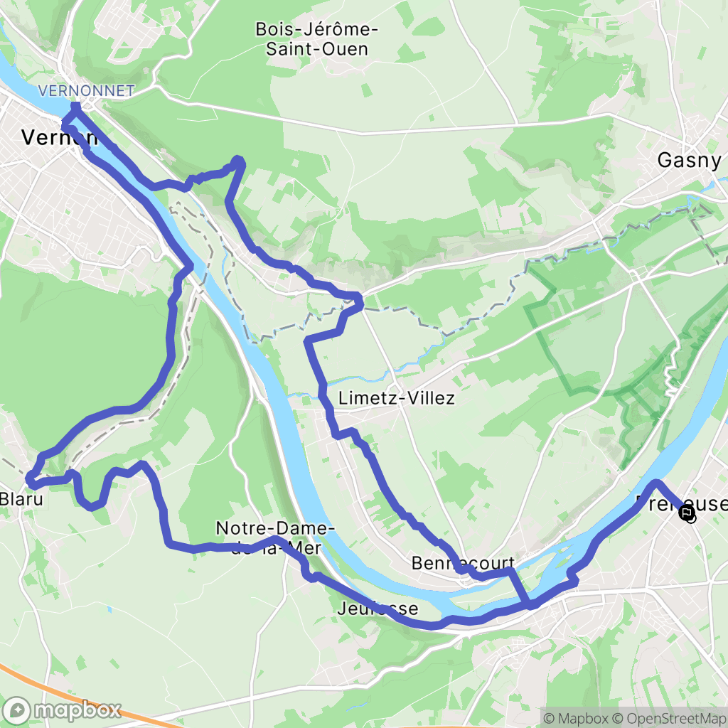 Freneuse : carte du parcours de randonnée - France