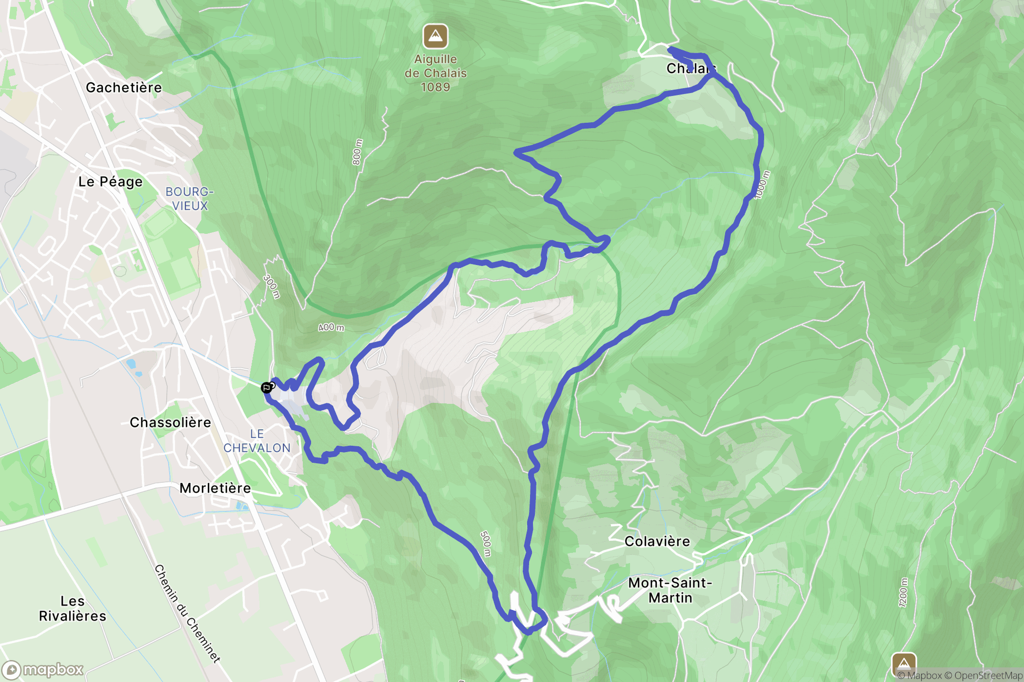 Voreppe : carte du parcours de randonnée - France