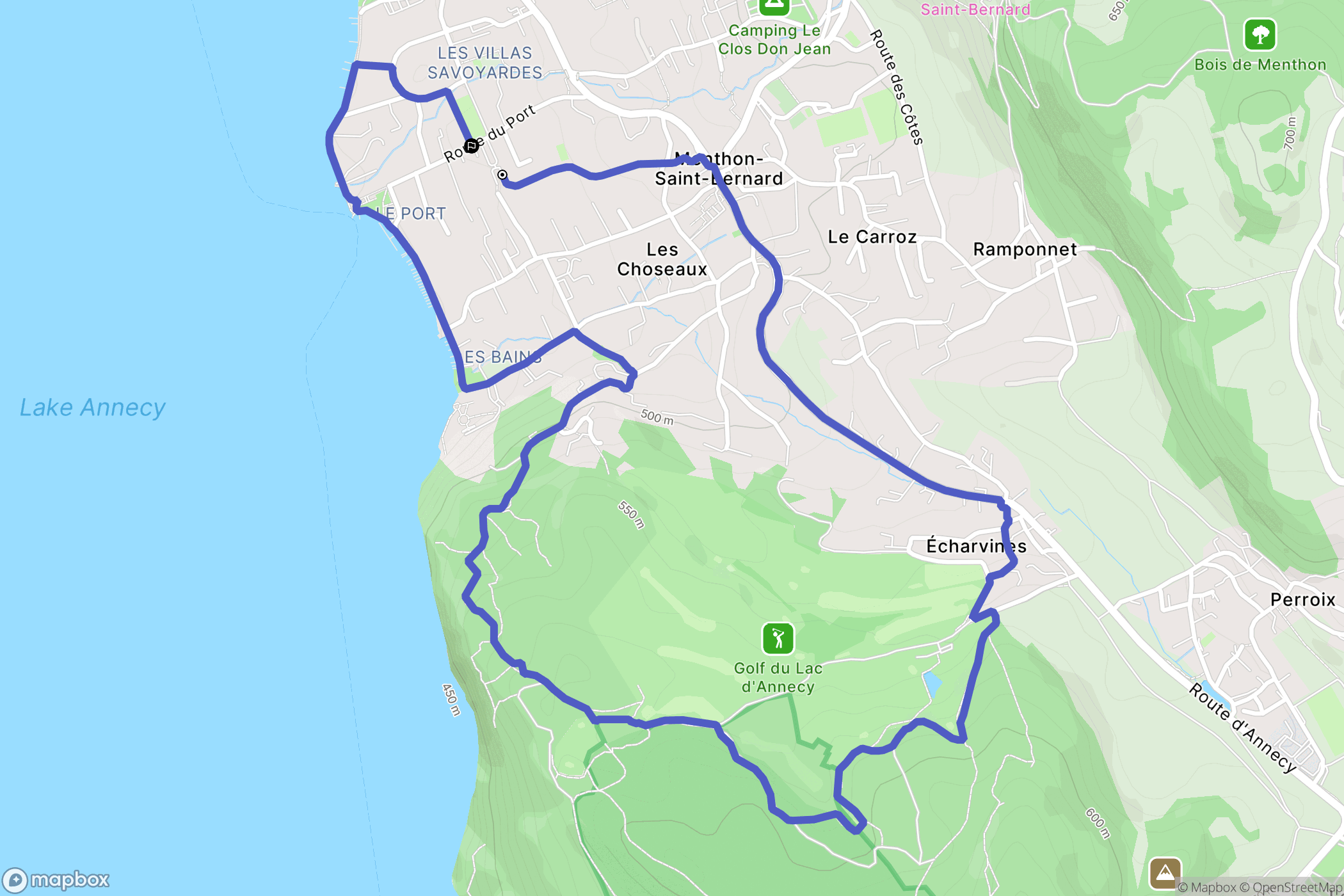 Menthon-Saint-Bernard : carte du parcours de randonnée - France