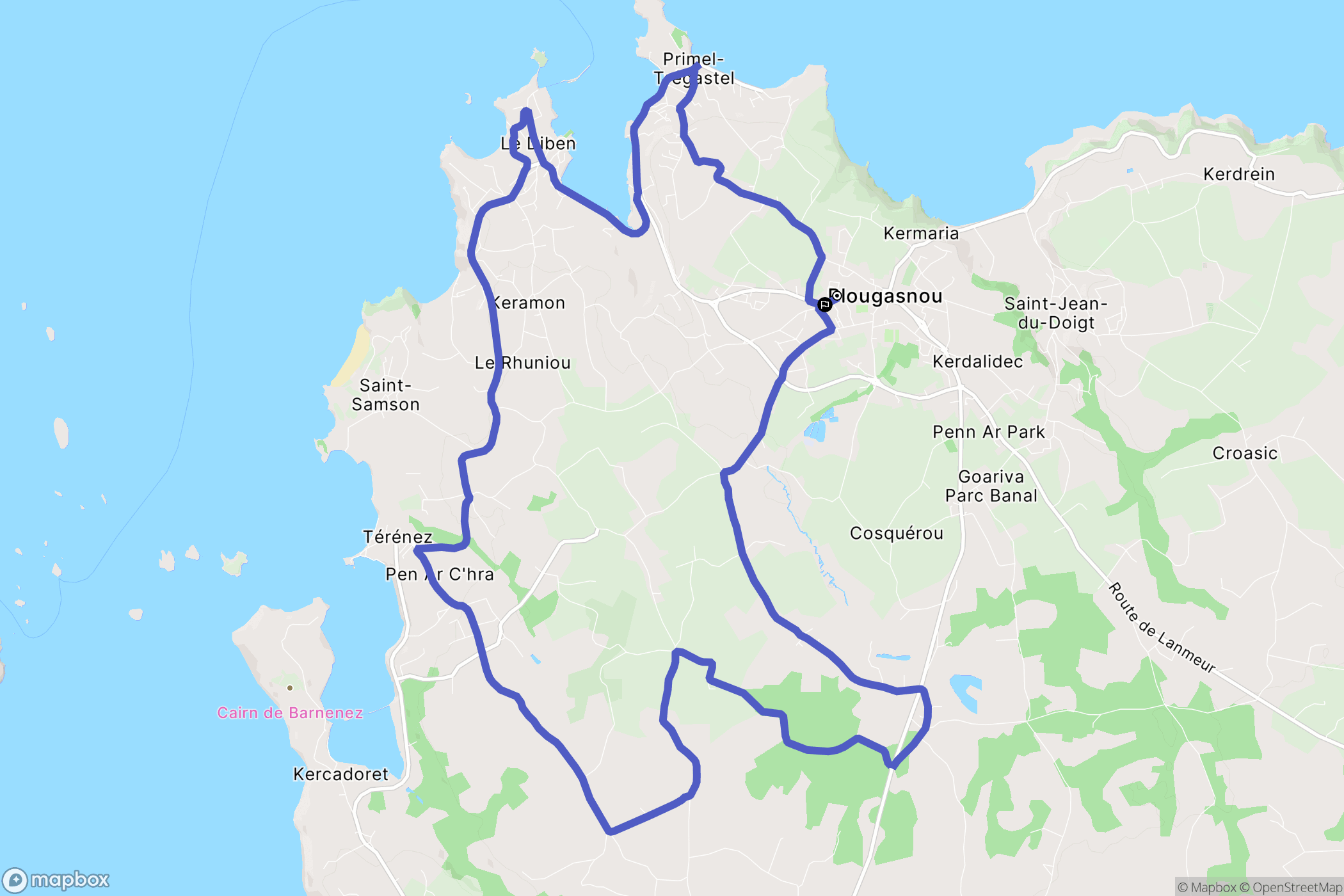 Plougasnou : carte du parcours de randonnée - France