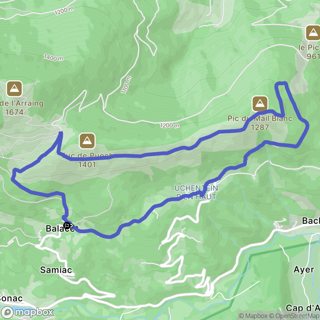 Balacet : carte du parcours de randonnée - France
