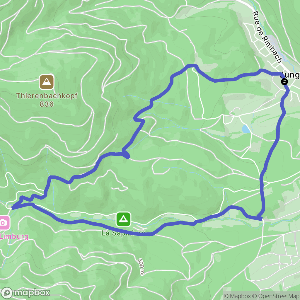 Jungholtz : carte du parcours de randonnée - France