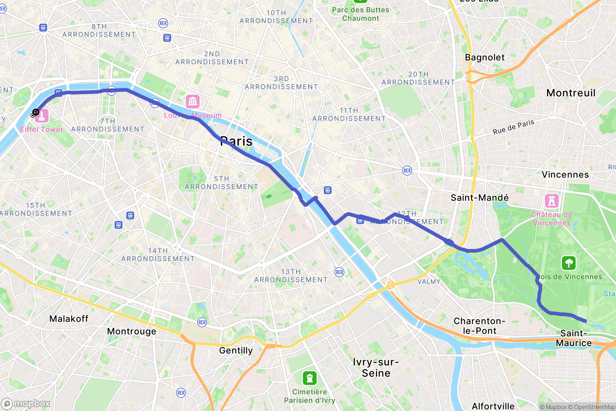 Paris : carte du parcours de randonnée - France
