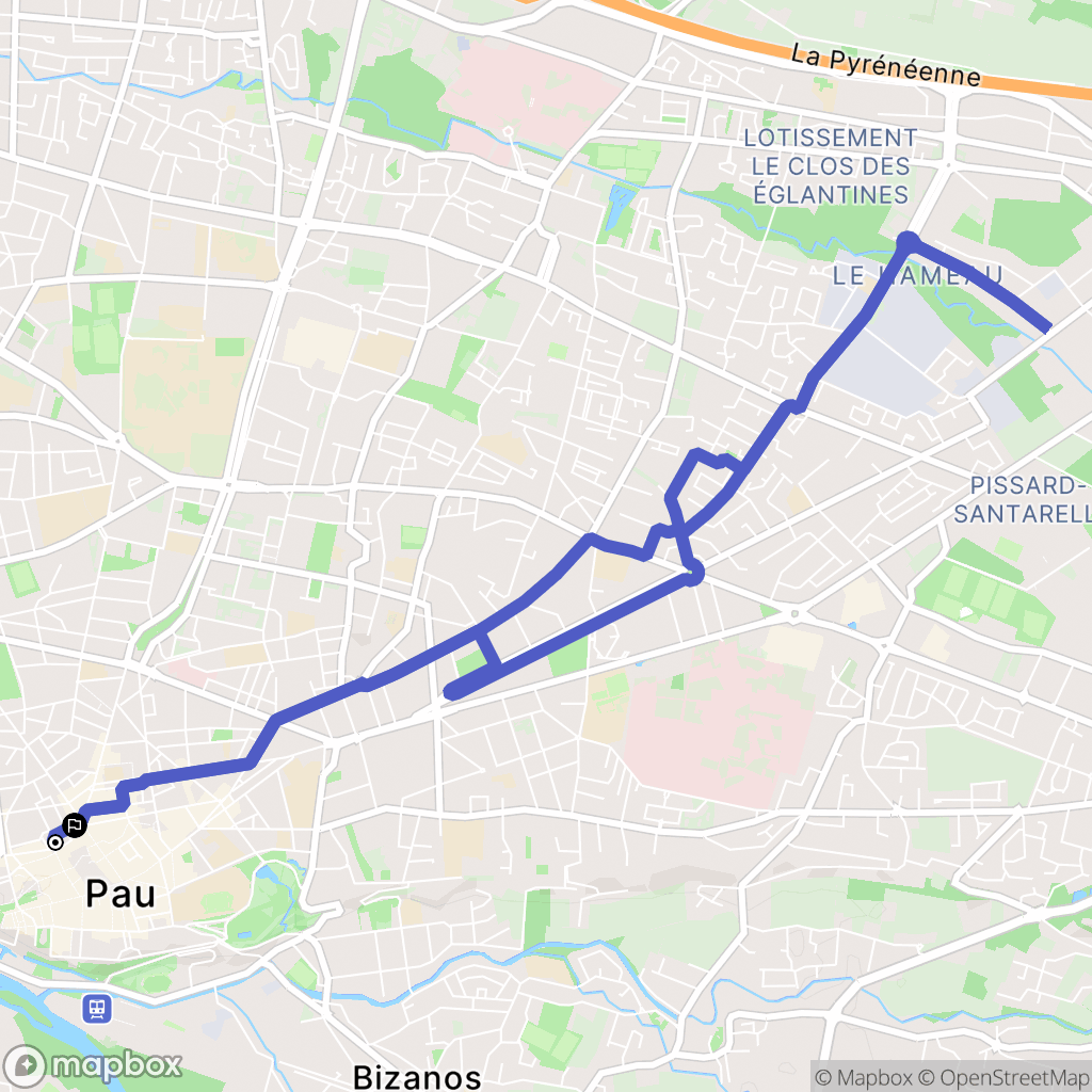 Pau : carte du parcours de randonnée - France
