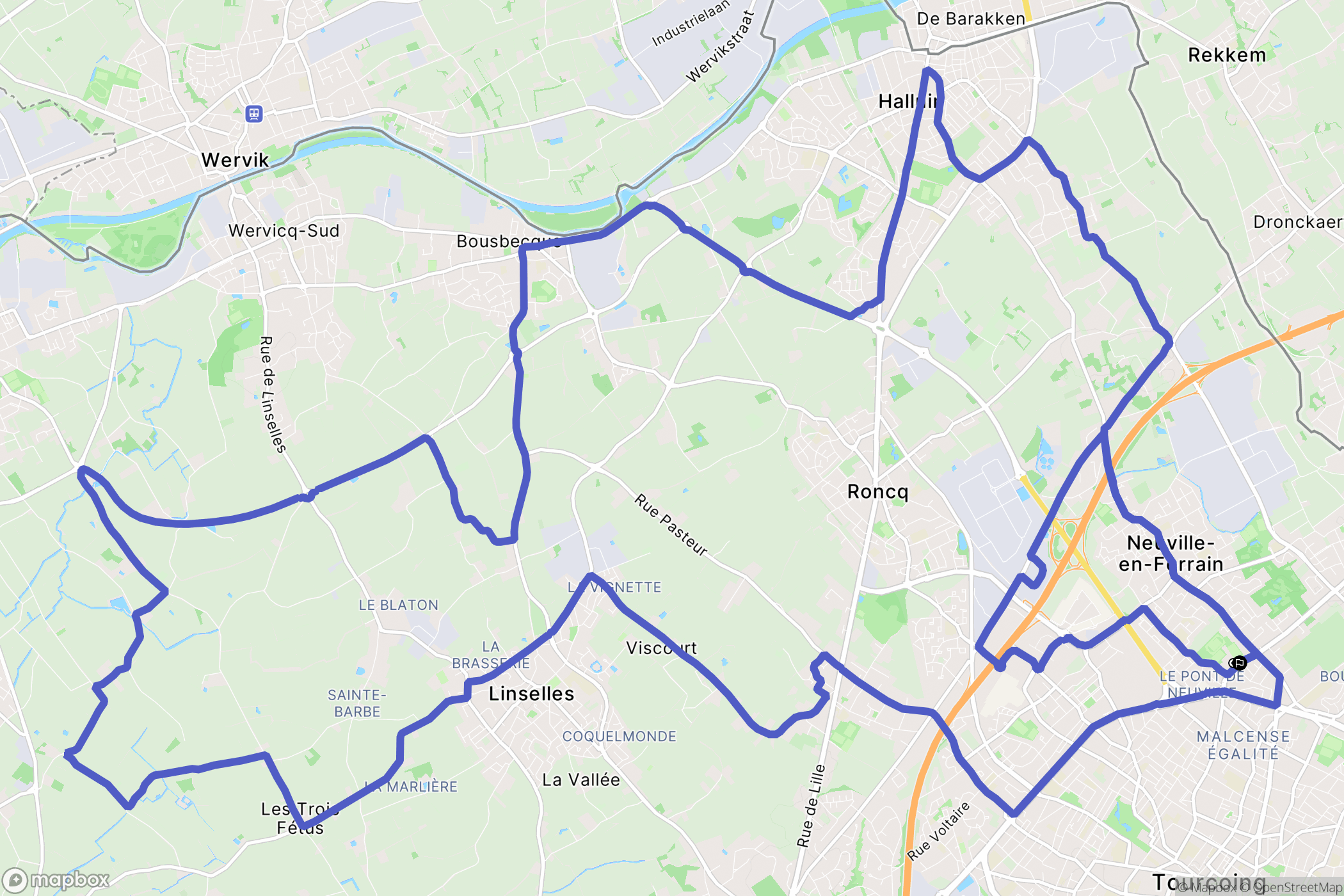 Tourcoing : carte du parcours de randonnée - France