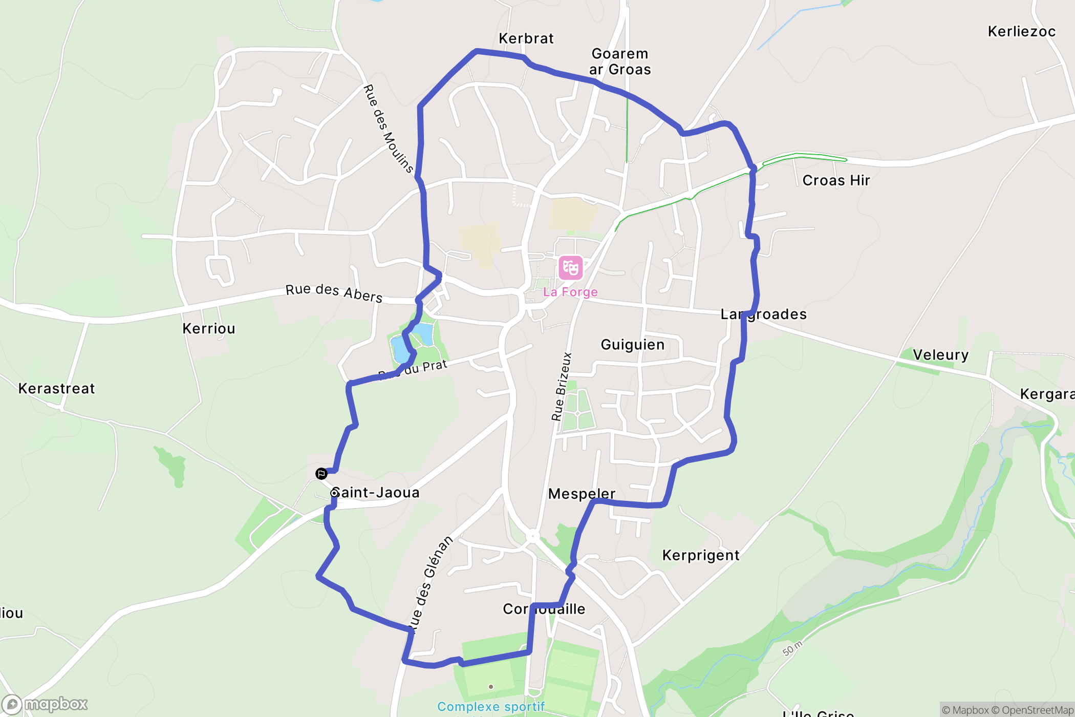 Plouvien : carte du parcours de randonnée - France