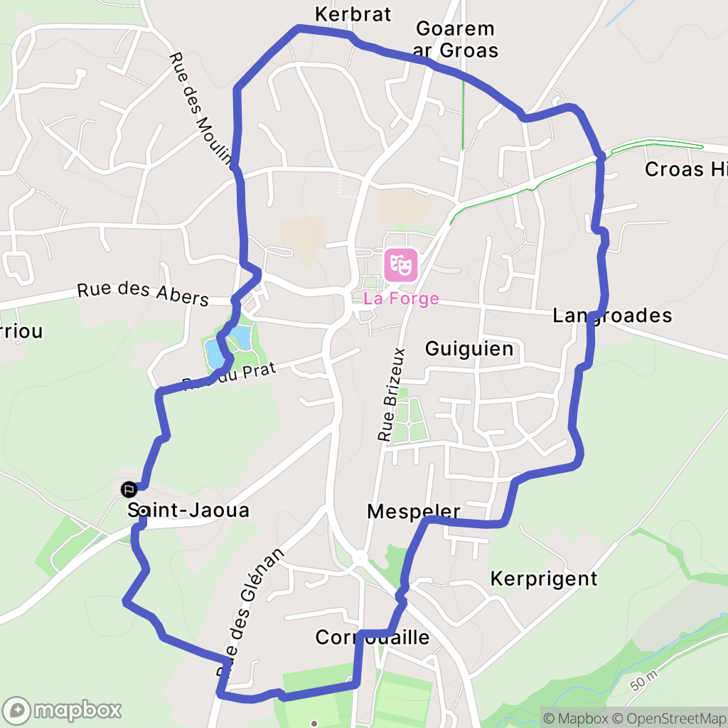 Plouvien : carte du parcours de randonnée - France