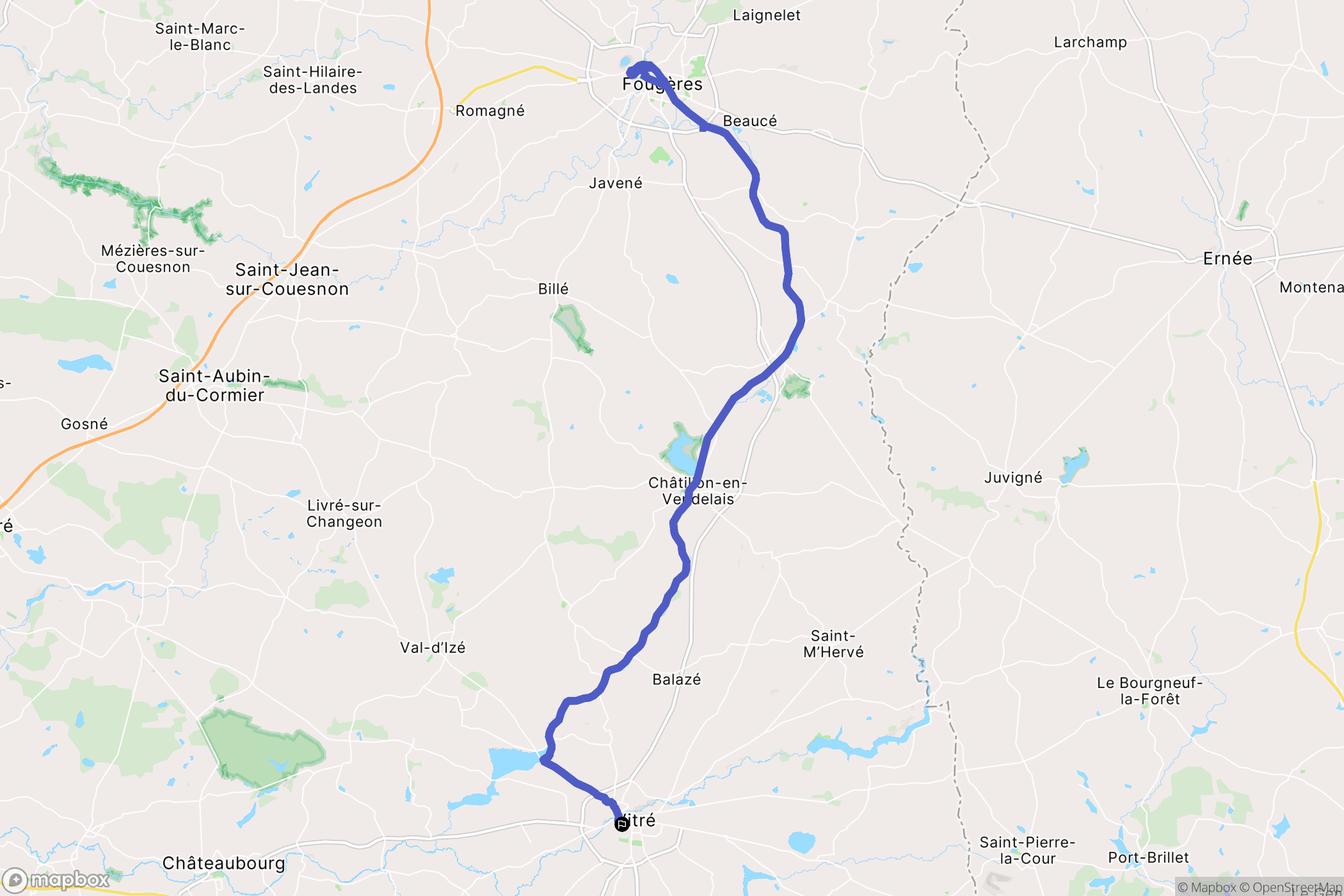Vitré : carte du parcours de randonnée - France