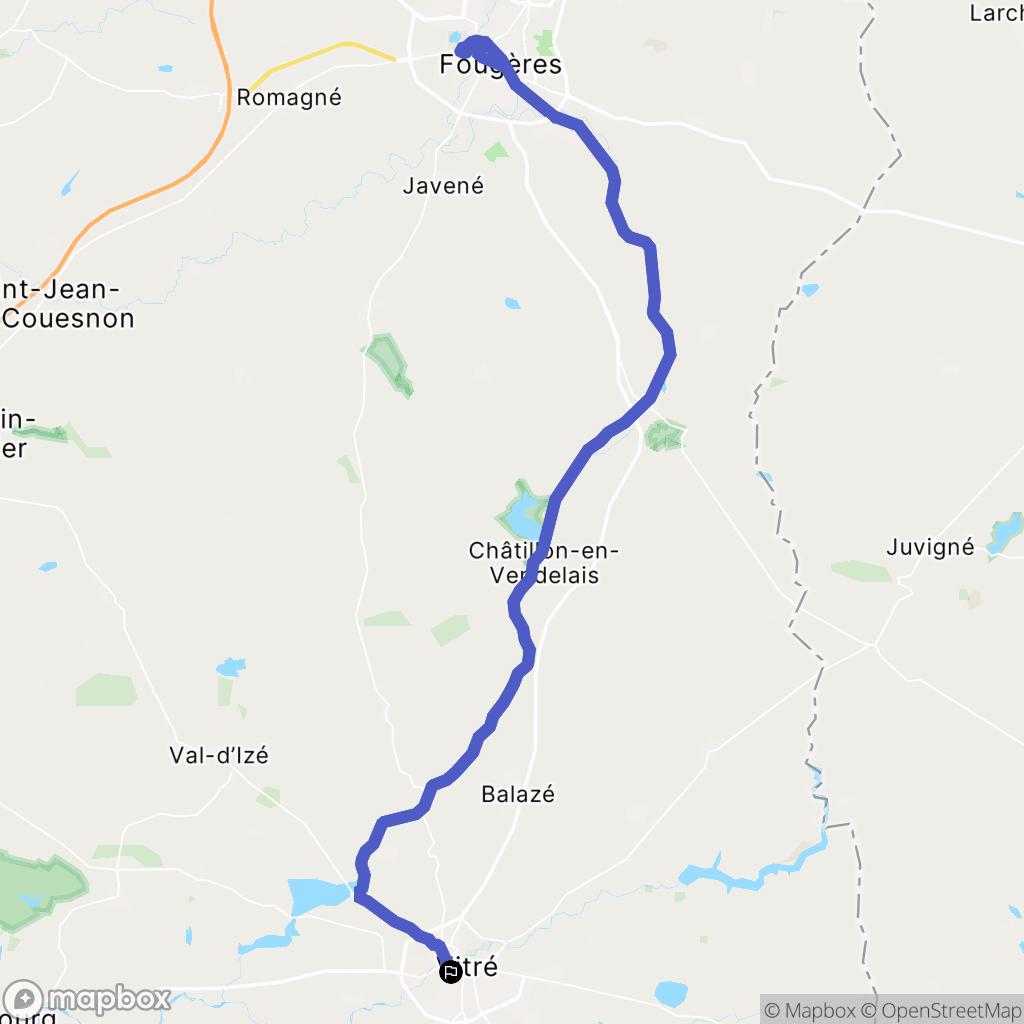 Vitré : carte du parcours de randonnée - France