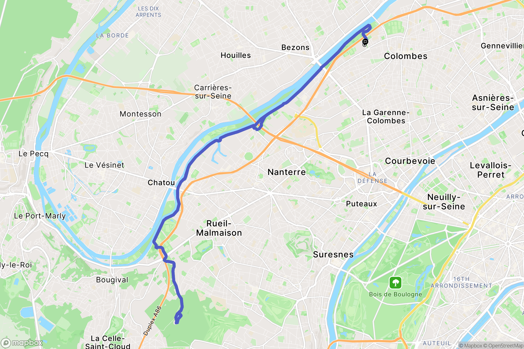 Colombes : carte du parcours de randonnée - France