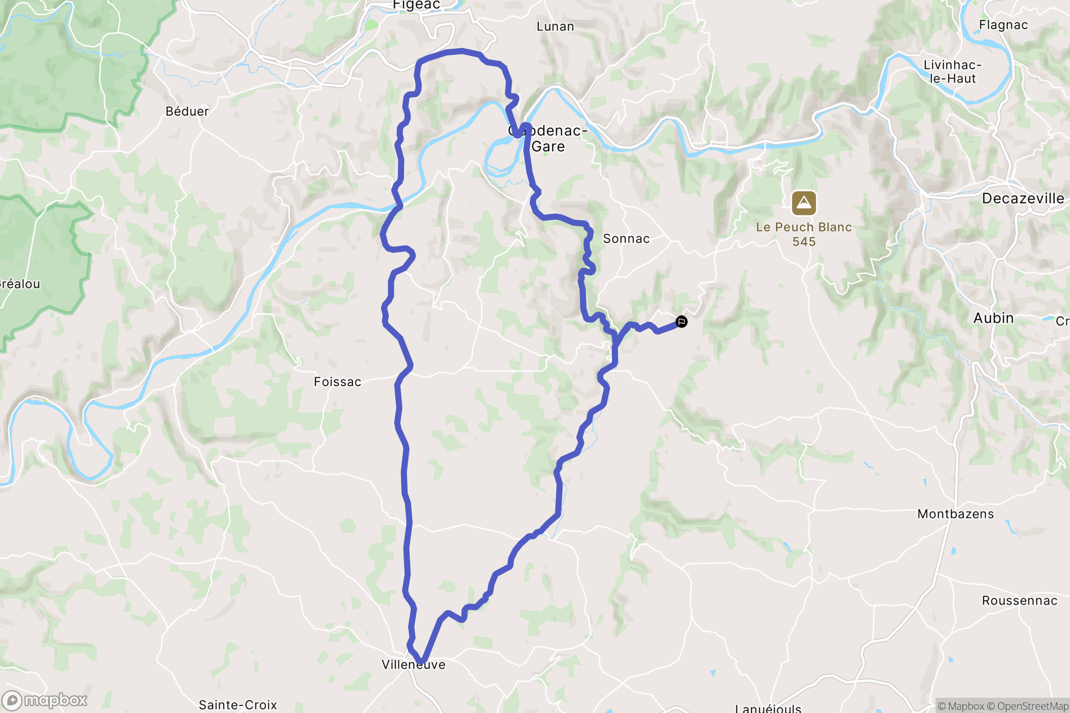 Sonnac : carte du parcours de randonnée - France