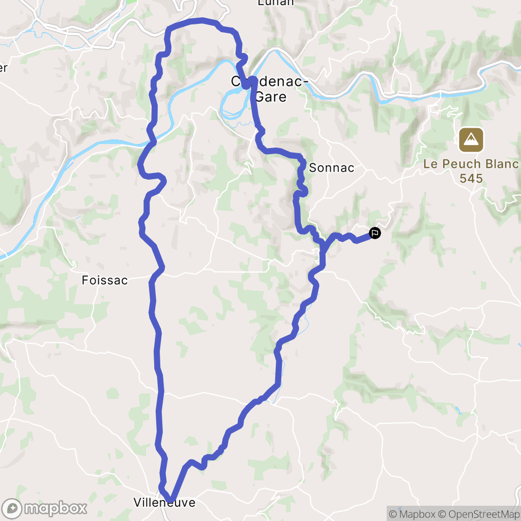Sonnac : carte du parcours de randonnée - France