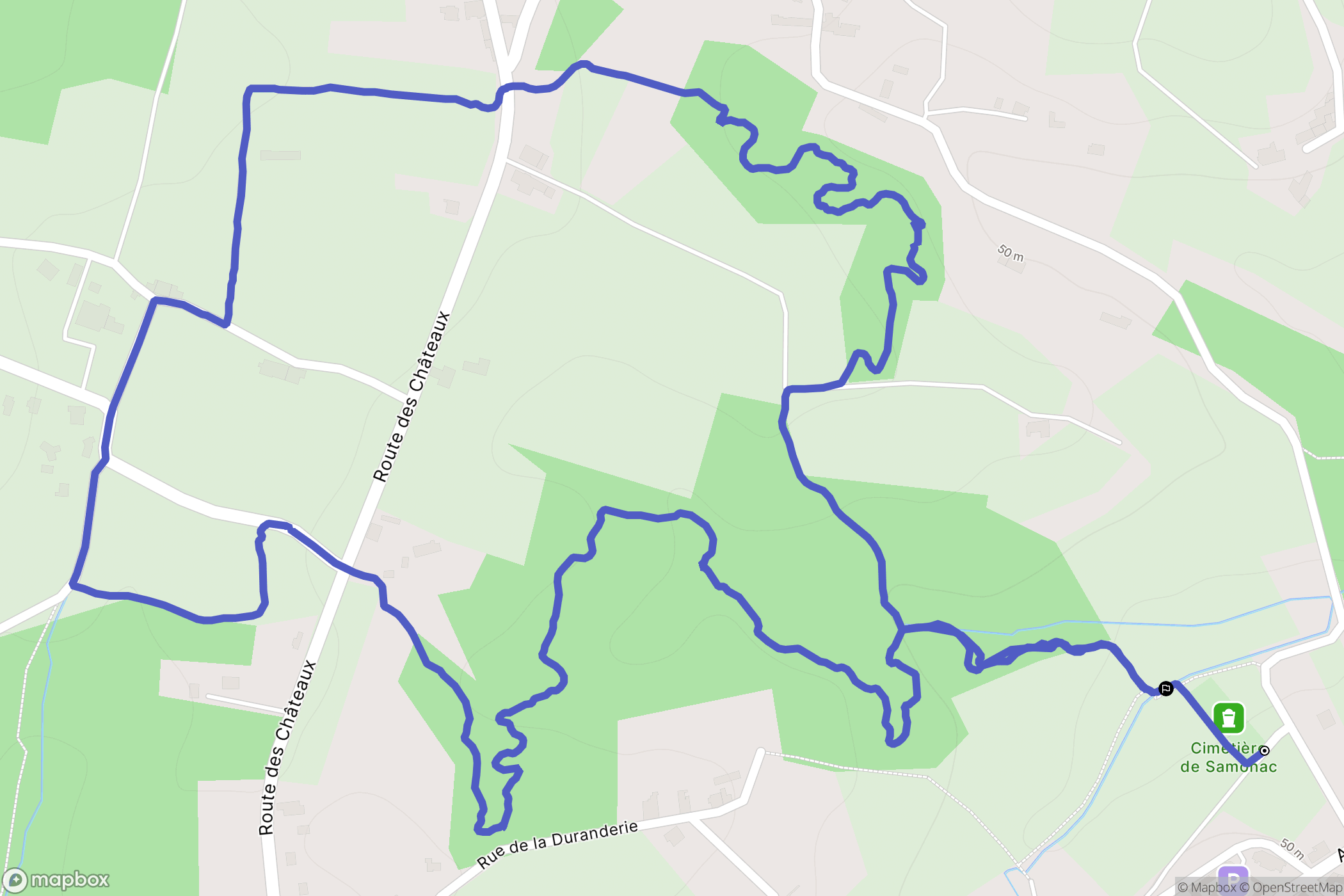 Samonac : carte du parcours de randonnée - France