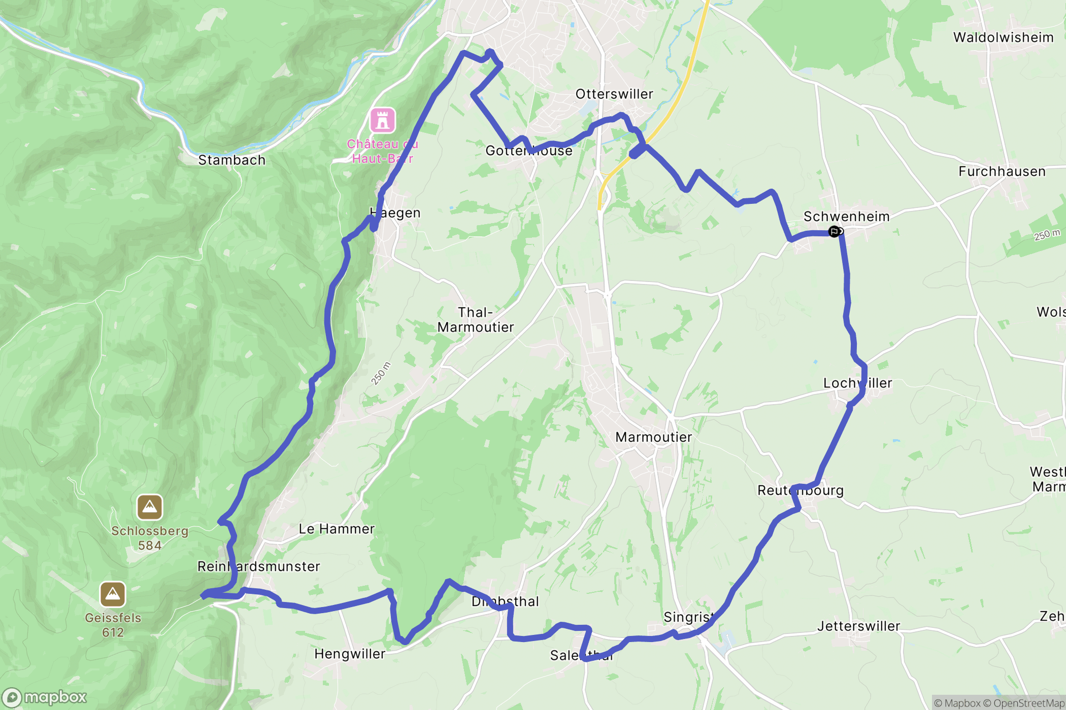 Schwenheim : carte du parcours de randonnée - France