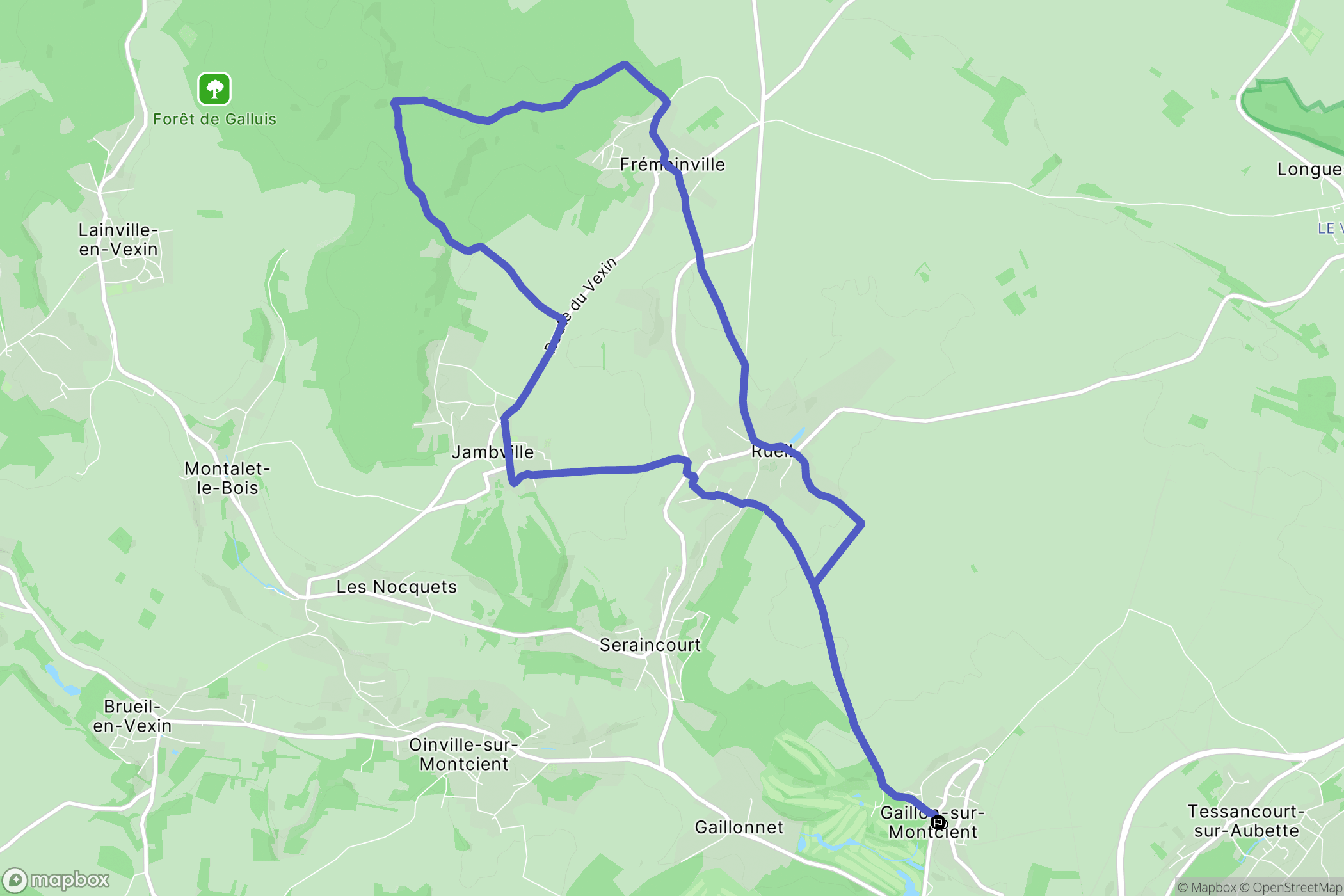 Gaillon-sur-Montcient : carte du parcours de randonnée - France