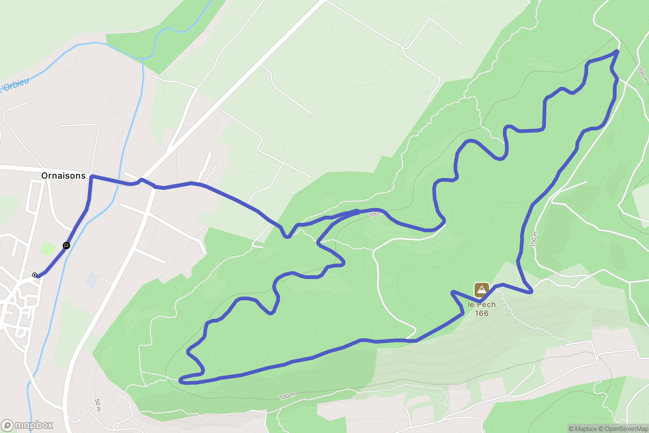 Ornaisons : carte du parcours de randonnée - France