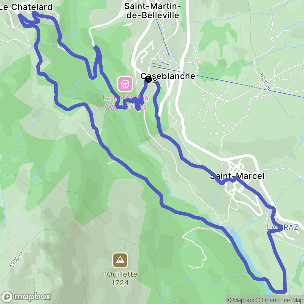 Les Belleville : carte du parcours de randonnée - France