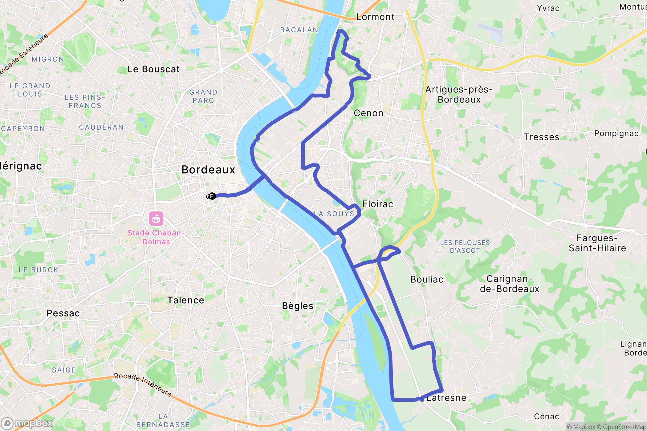 Bordeaux : carte du parcours de randonnée - France