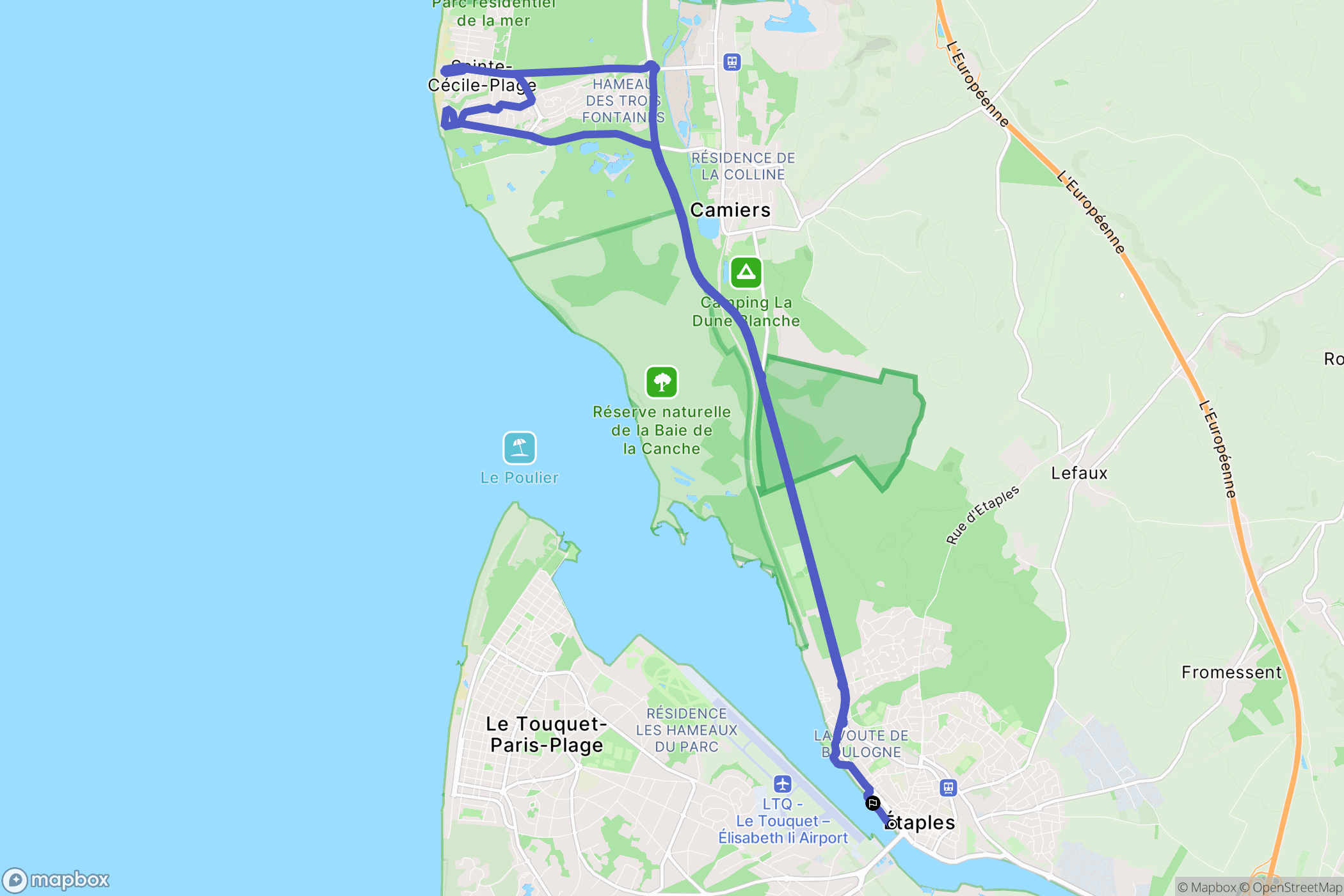 Étaples : carte du parcours de randonnée - France