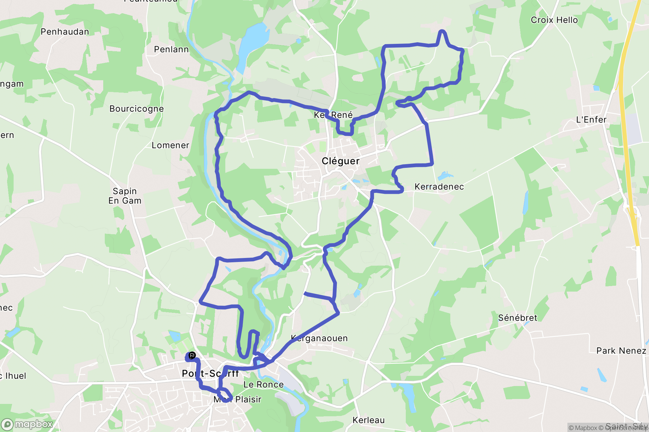 Pont-Scorff : carte du parcours de randonnée - France