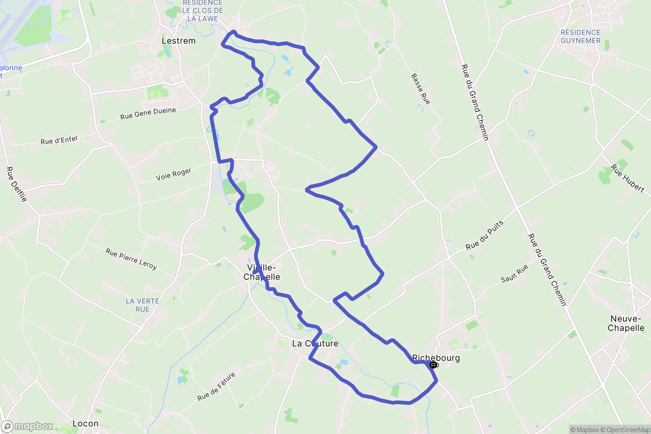 Richebourg : carte du parcours de randonnée - France