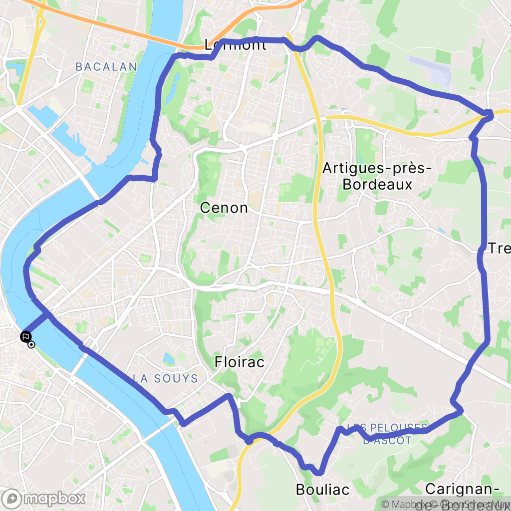 Bordeaux : carte du parcours de randonnée - France