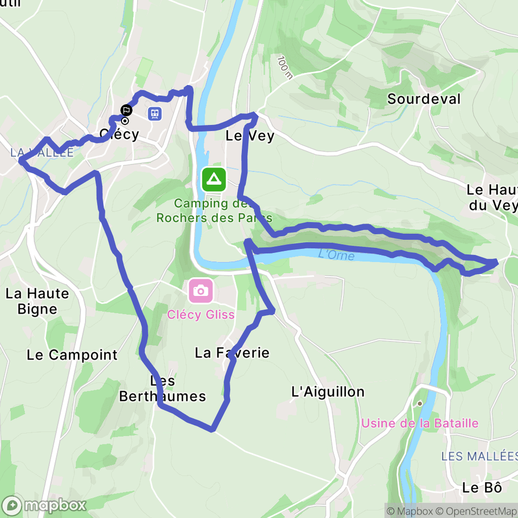 Clécy : carte du parcours de randonnée - France