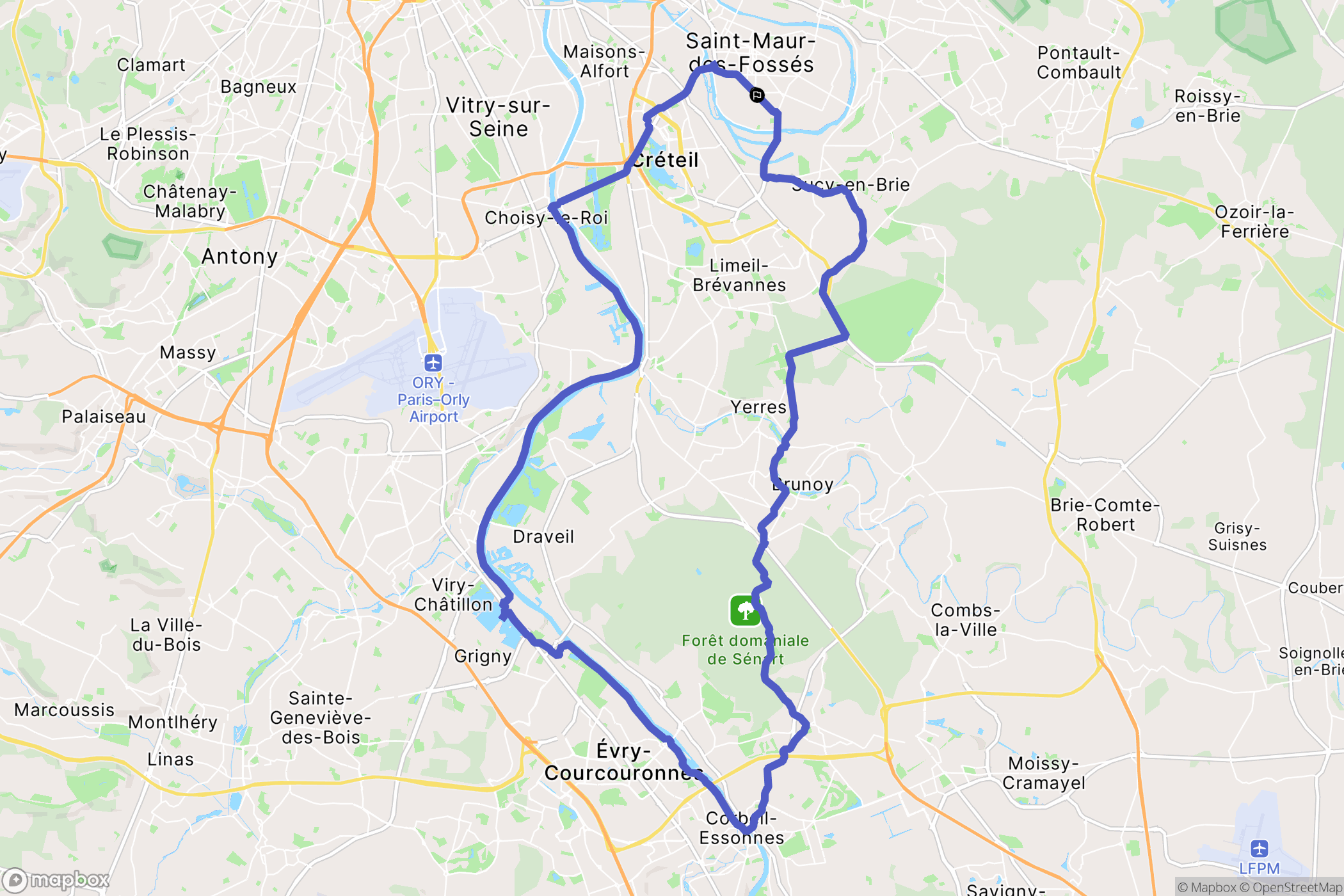 Saint-Maur-des-Fossés : carte du parcours de randonnée - France