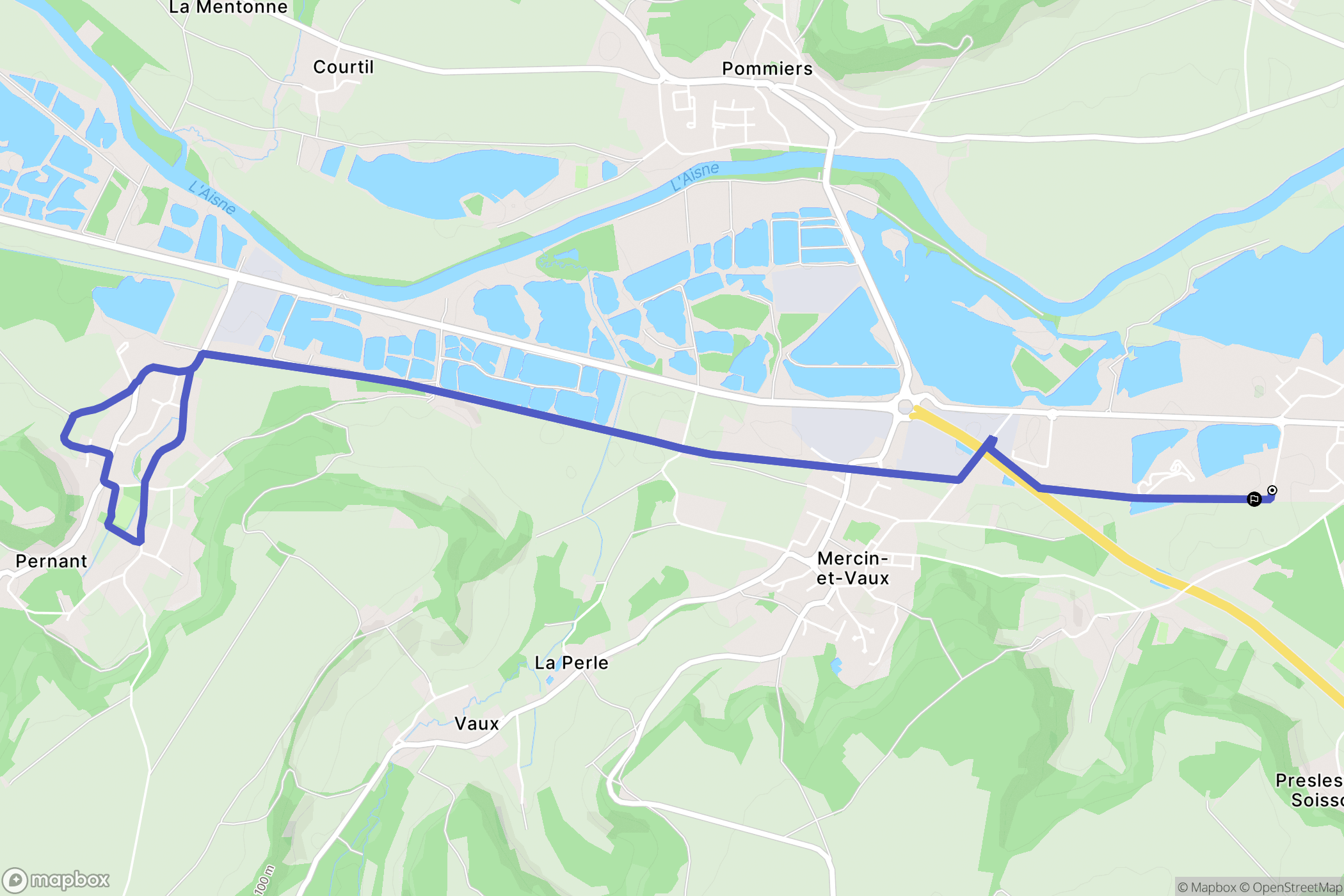 Soissons : carte du parcours de randonnée - France