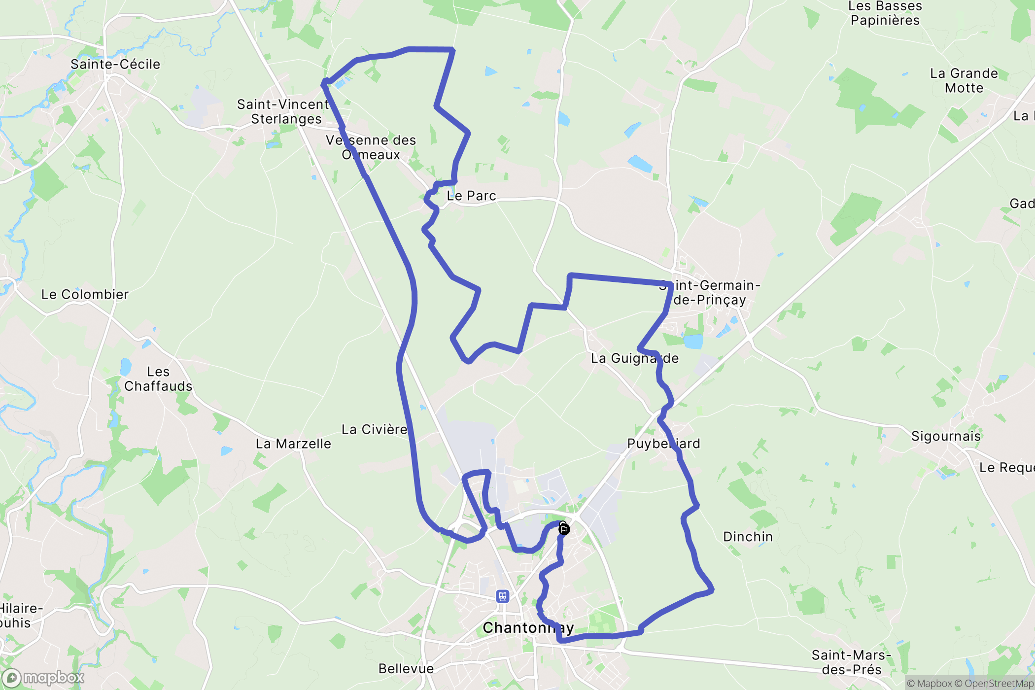 Chantonnay : carte du parcours de randonnée - France