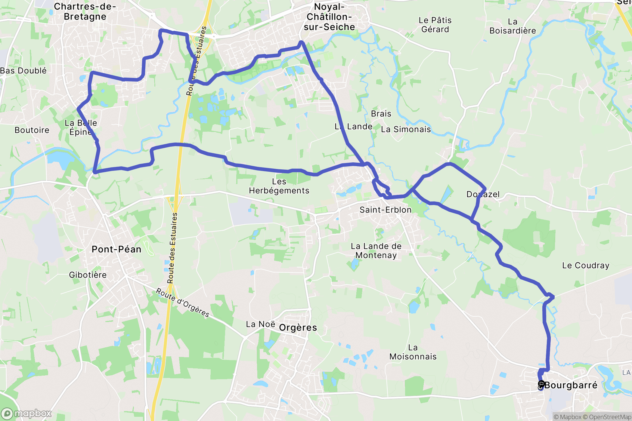 Bourgbarré : carte du parcours de randonnée - France