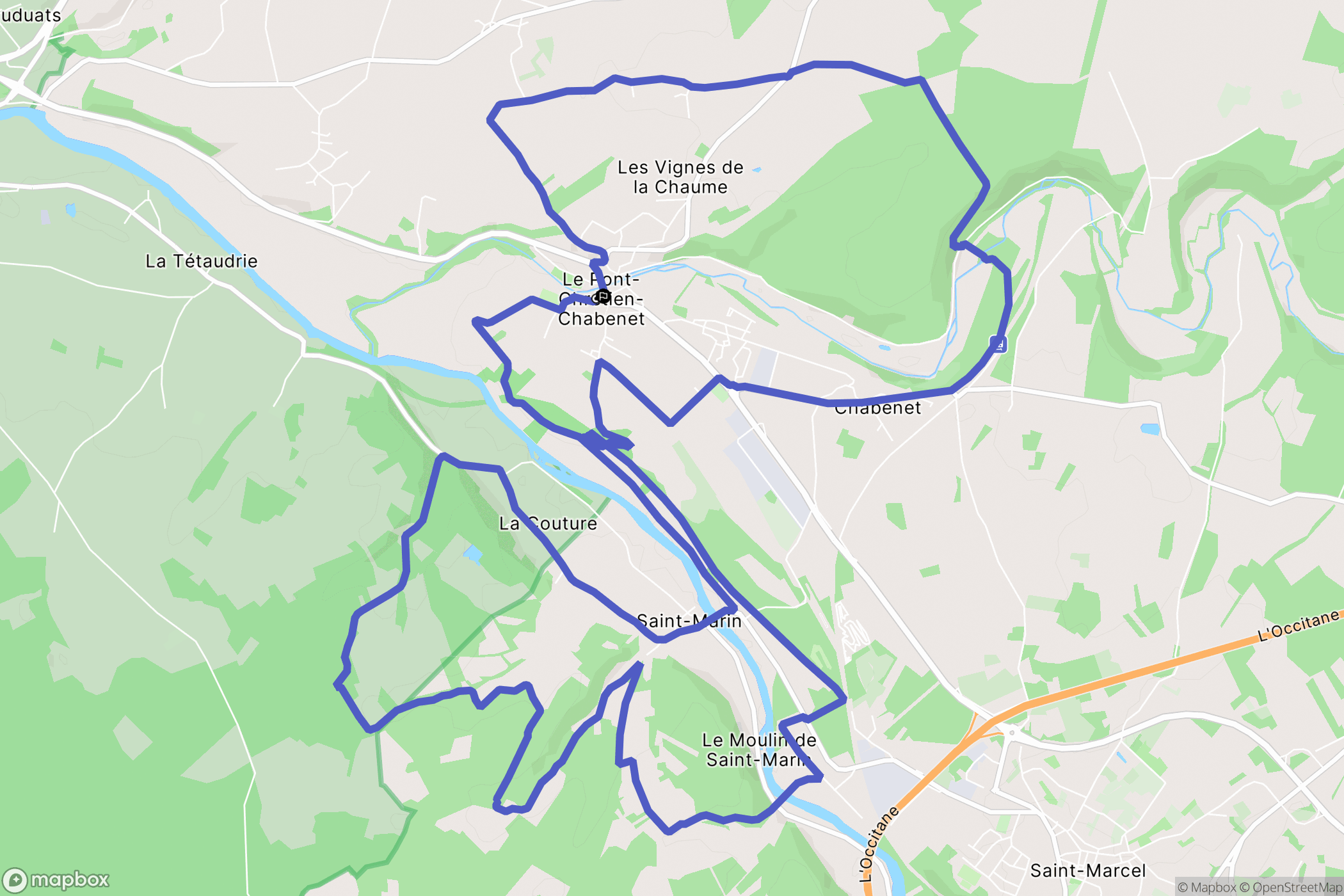 Le Pont-Chrétien-Chabenet : carte du parcours de randonnée - France