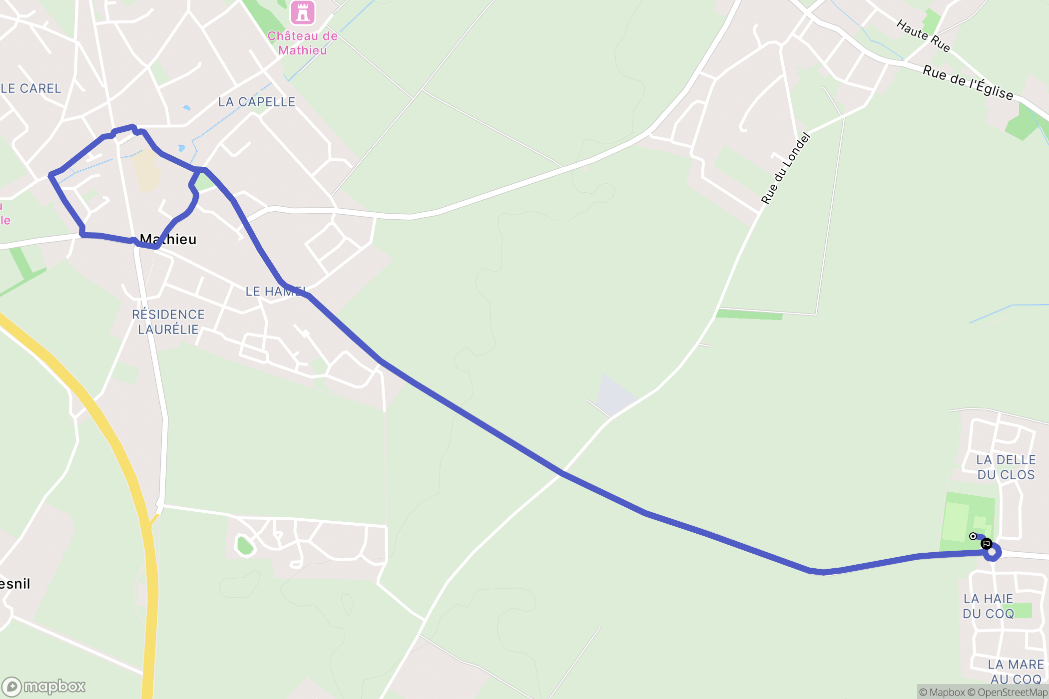 Biéville-Beuville : carte du parcours de randonnée - France