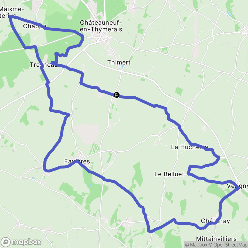 Thimert-Gâtelles : carte du parcours de randonnée - France