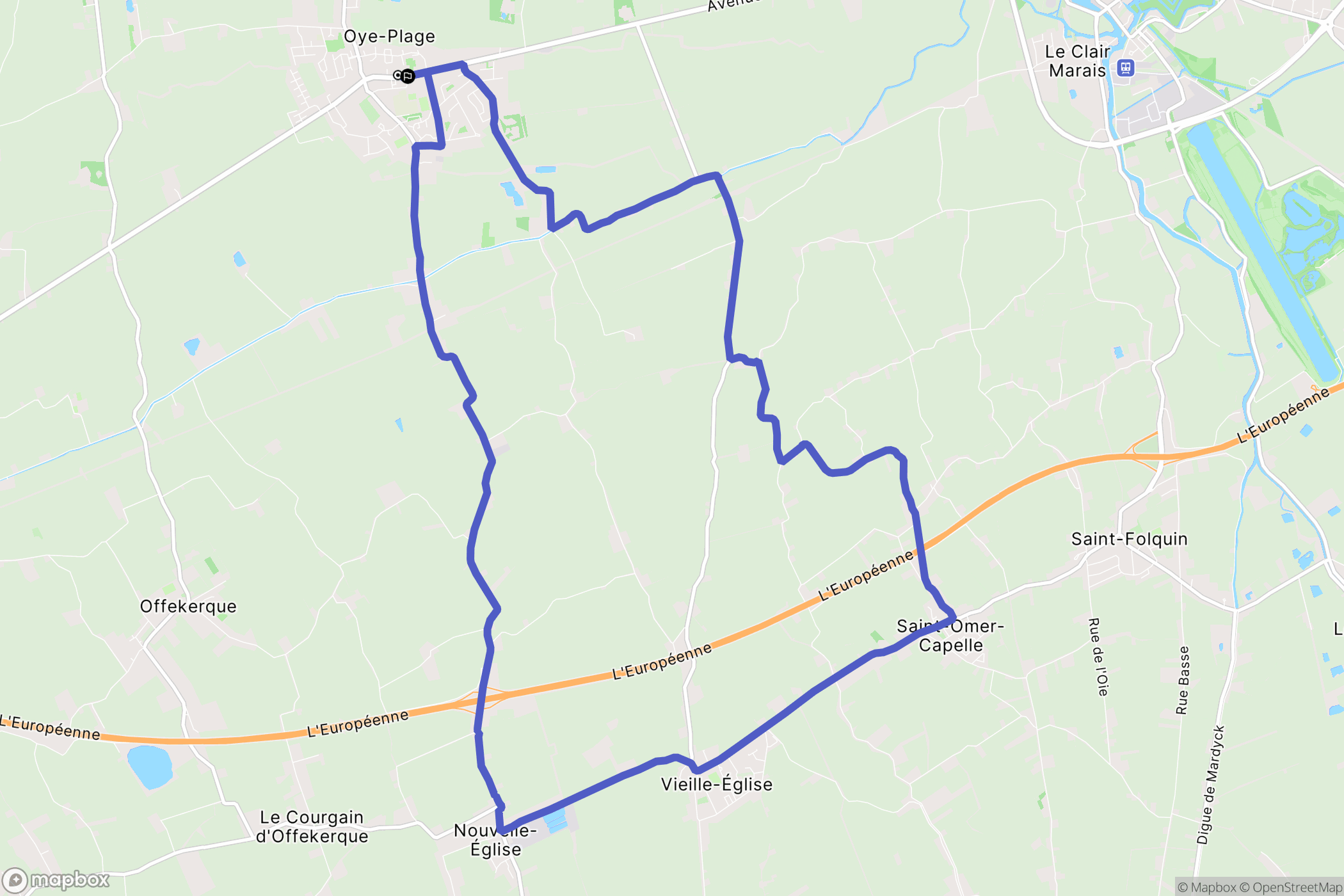 Oye-Plage : carte du parcours de randonnée - France