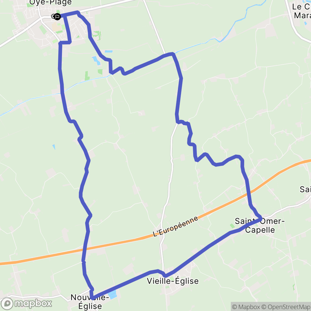 Oye-Plage : carte du parcours de randonnée - France