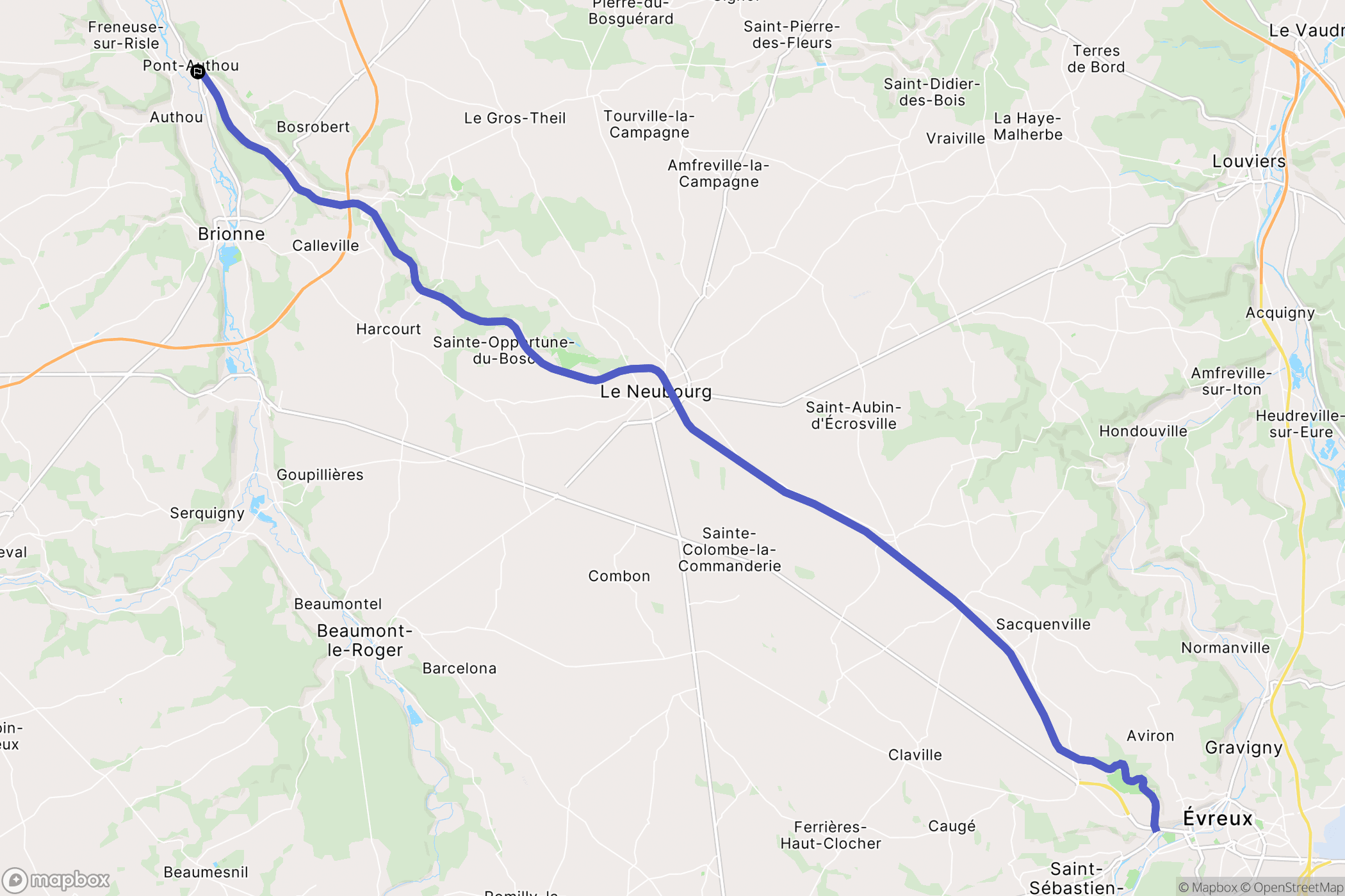 Pont-Authou : carte du parcours de randonnée - France