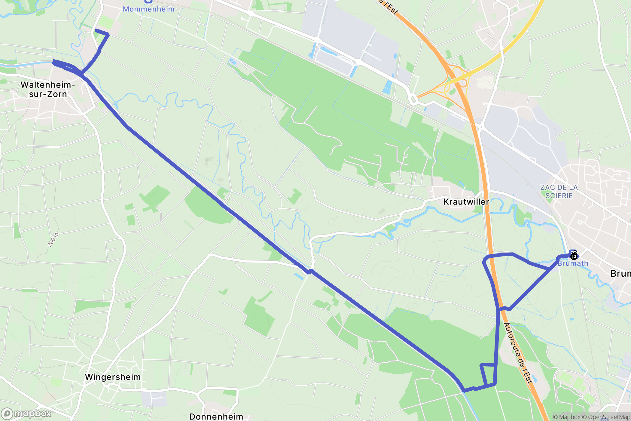 Brumath : carte du parcours de randonnée - France