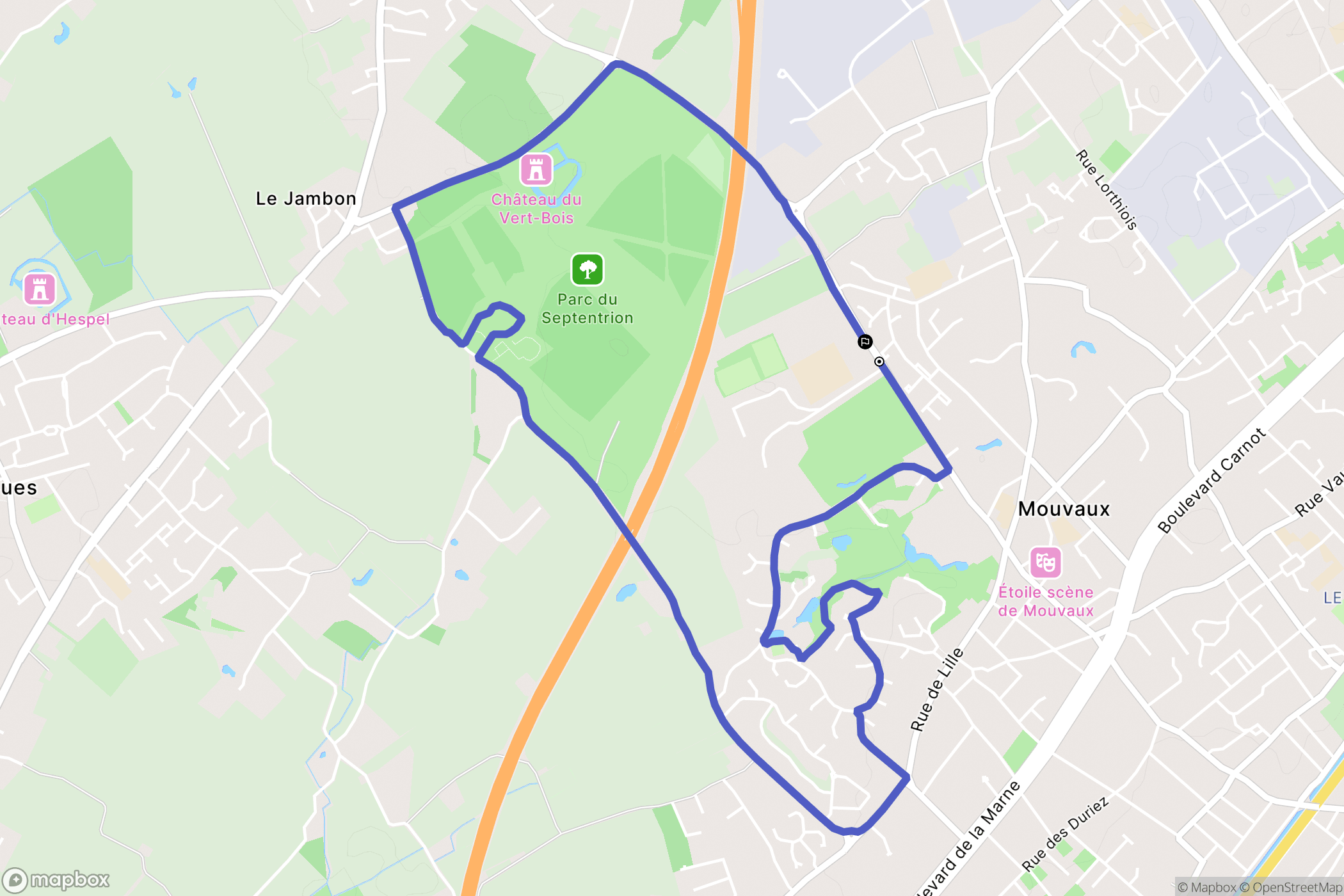 Mouvaux : carte du parcours de randonnée - France