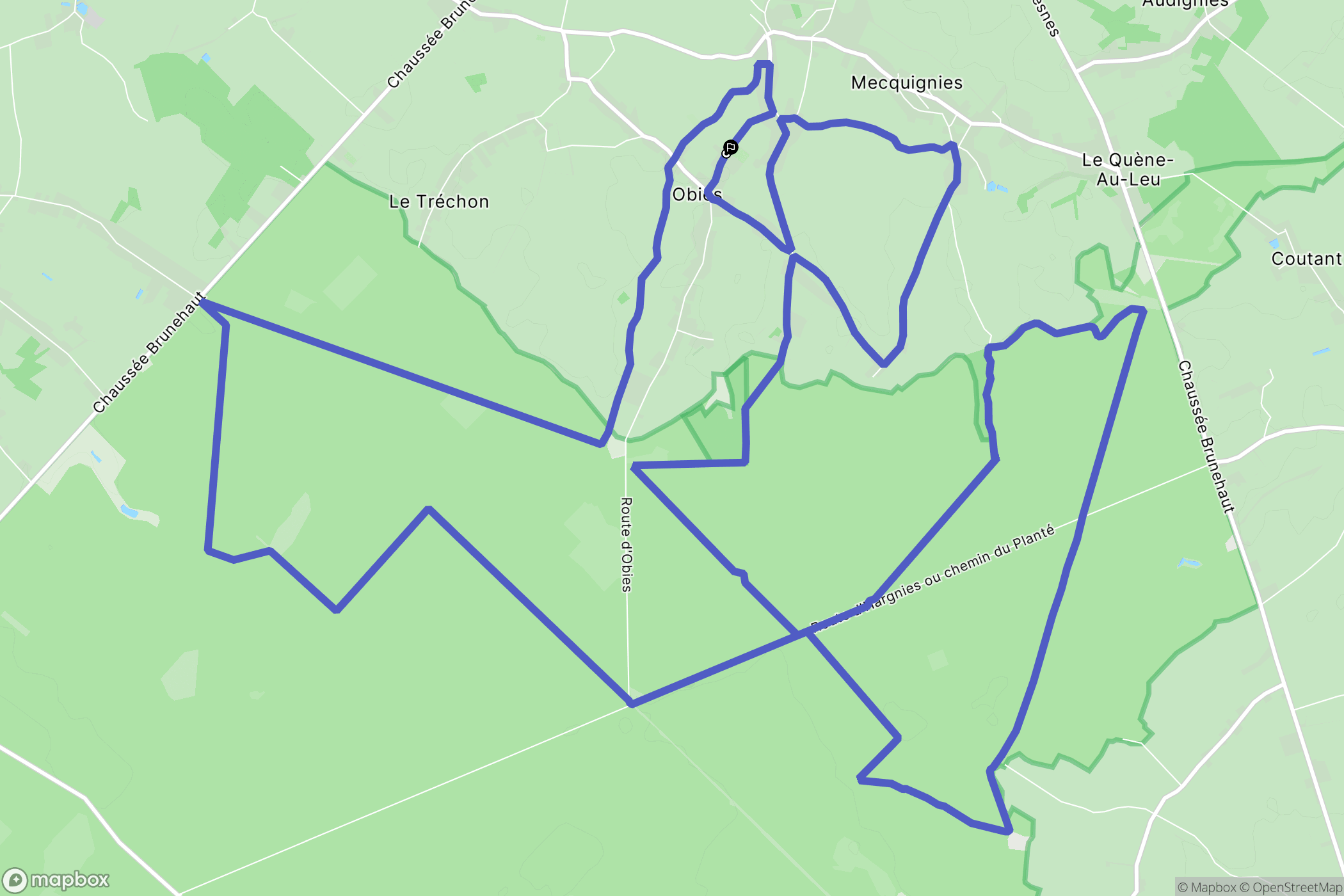 Obies : carte du parcours de randonnée - France