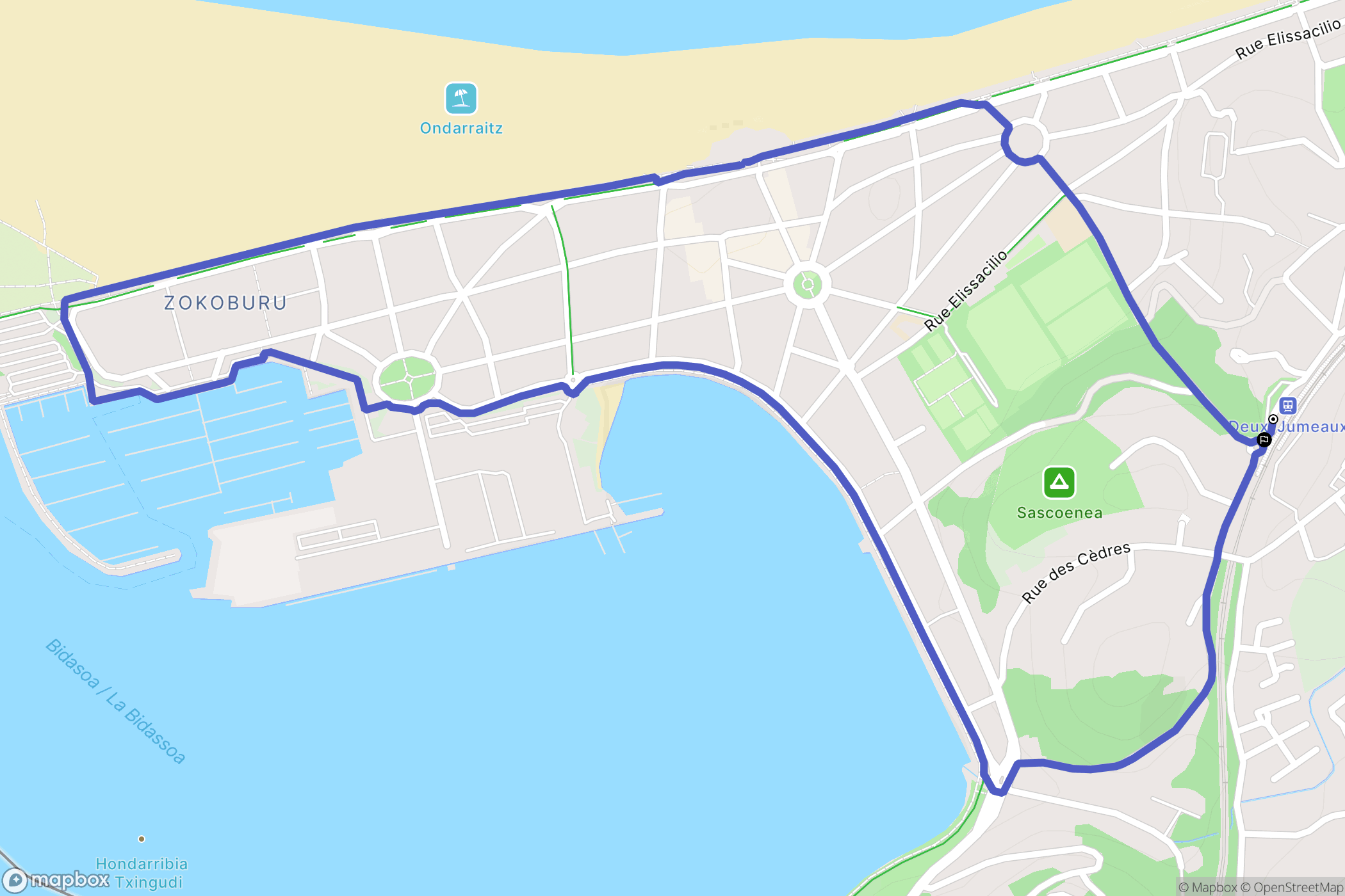 Hendaye : carte du parcours de randonnée - France