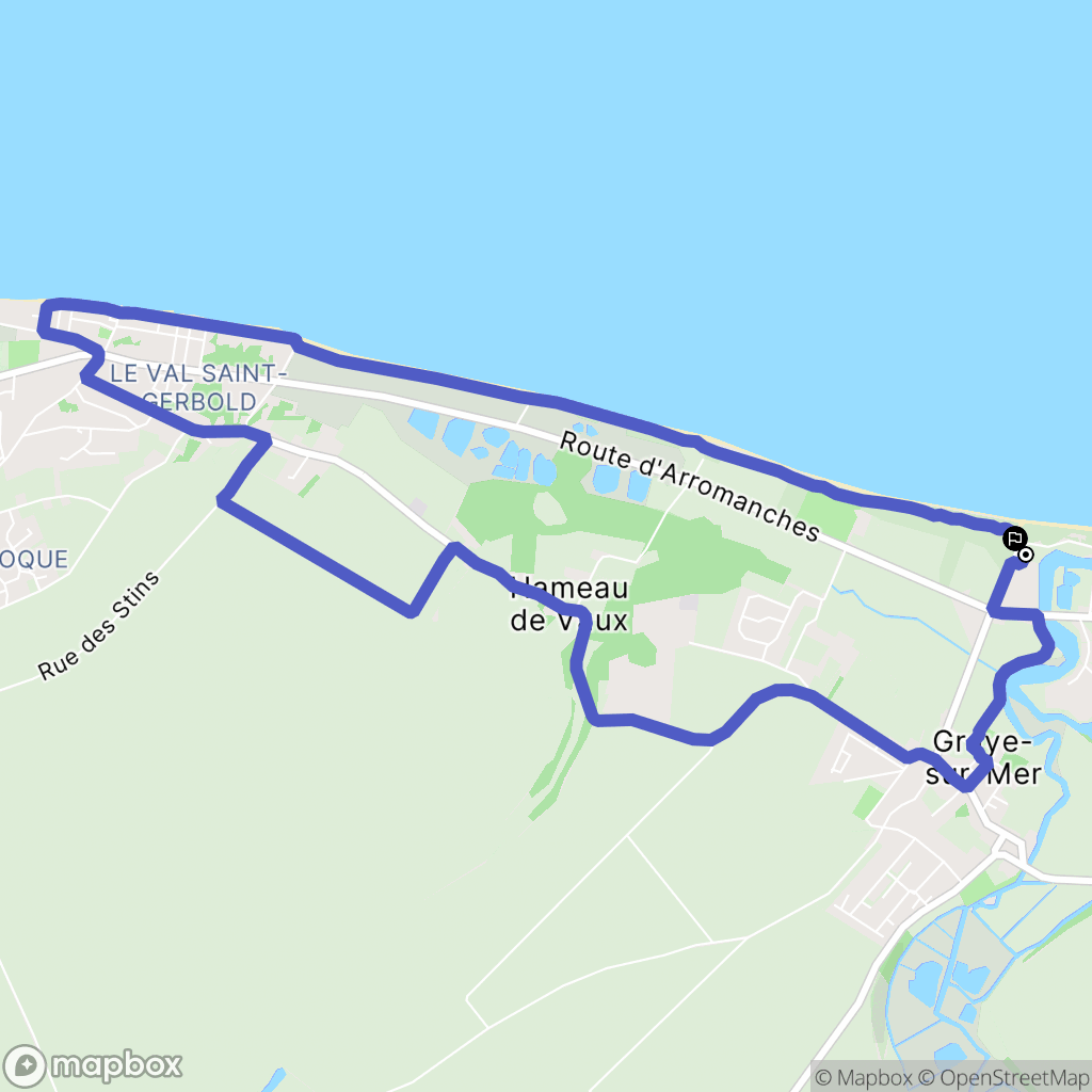 Graye-sur-Mer : carte du parcours de randonnée - France